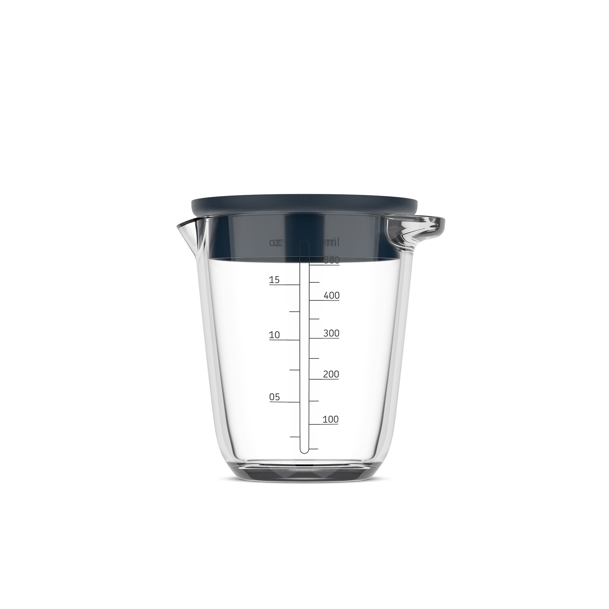 MEPAL Messbecher CHEF IT 0,5 Liter aus Glas mit Deckel navy (marineblau)
