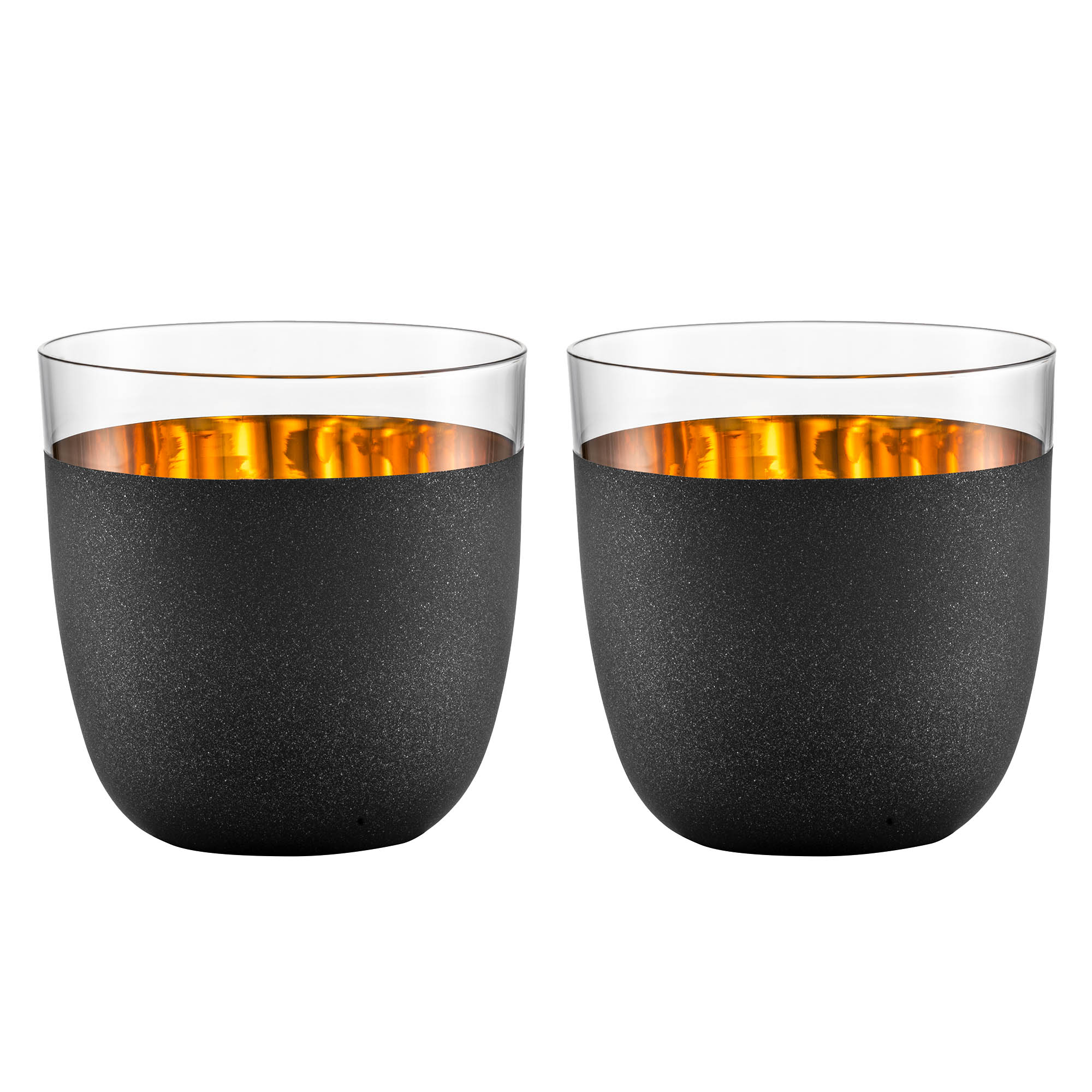 EISCH Serie COSMO GOLD 2er Set Becher 390 ml Kristallglas mit Echtgold schwarz