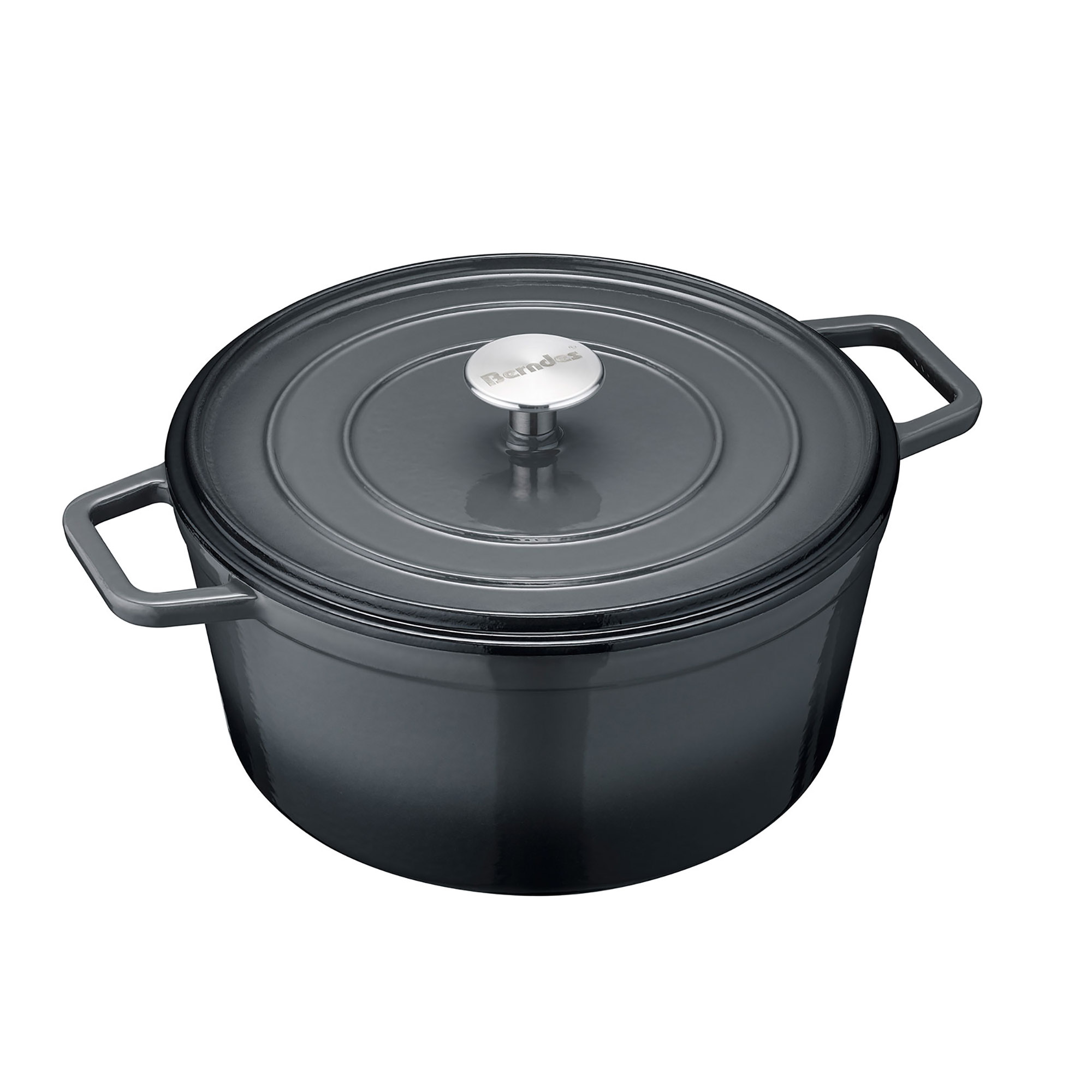 BERNDES Bräter Cocotte B.IRON Gusseisen rund 26 cm 5 Liter schwarz INDUKTION