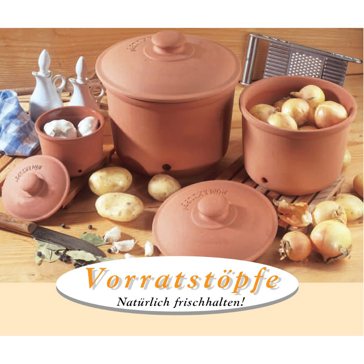 RÖMERTOPF Frische-Topf MAXI PLUS / Vorratstopf für Kartoffeln Kartoffeltopf aus Ton 5,5 Liter