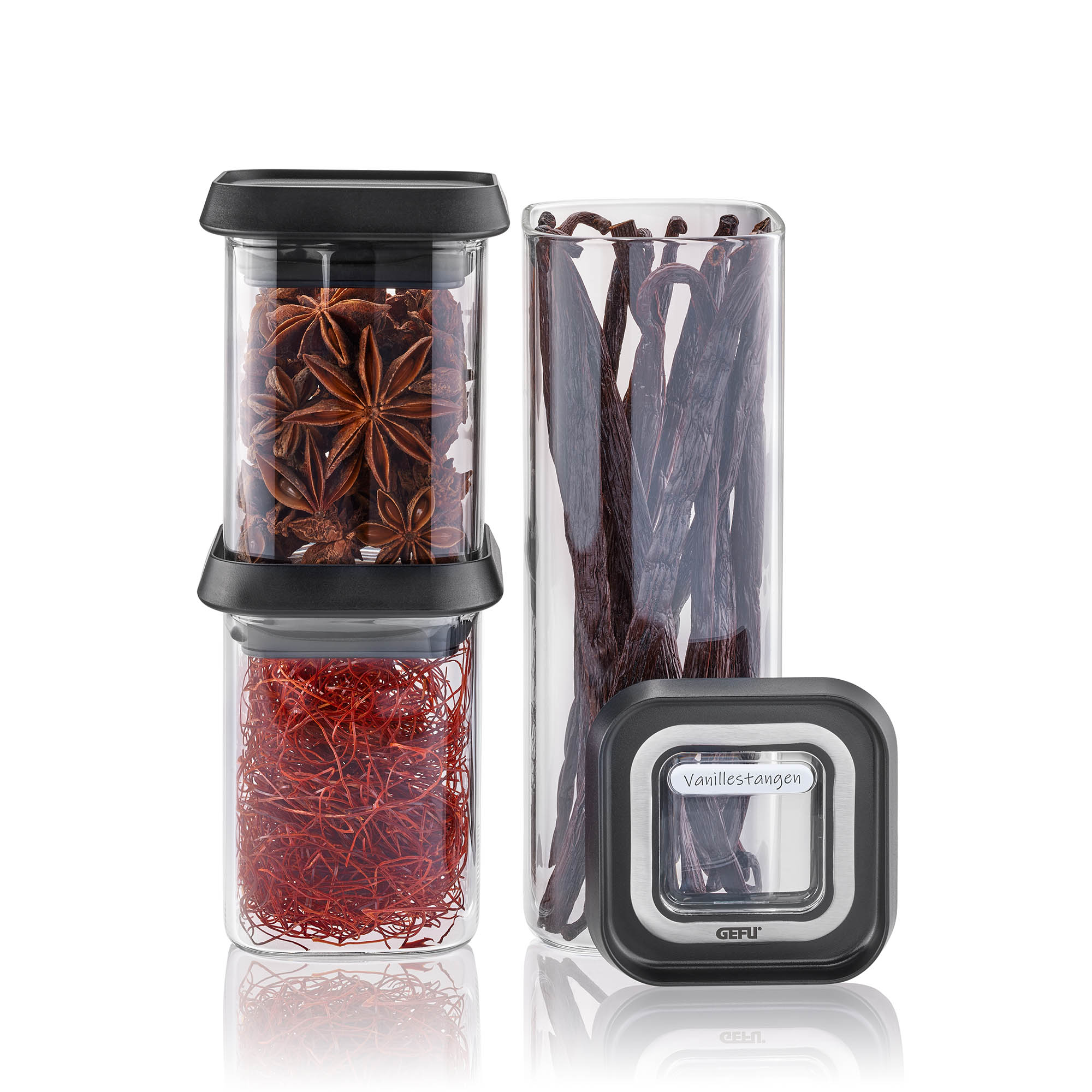 GEFU 3er Set Vorratsdosen Vorratsbehälter PANTRY MINI Borosilikatglas stapelbar