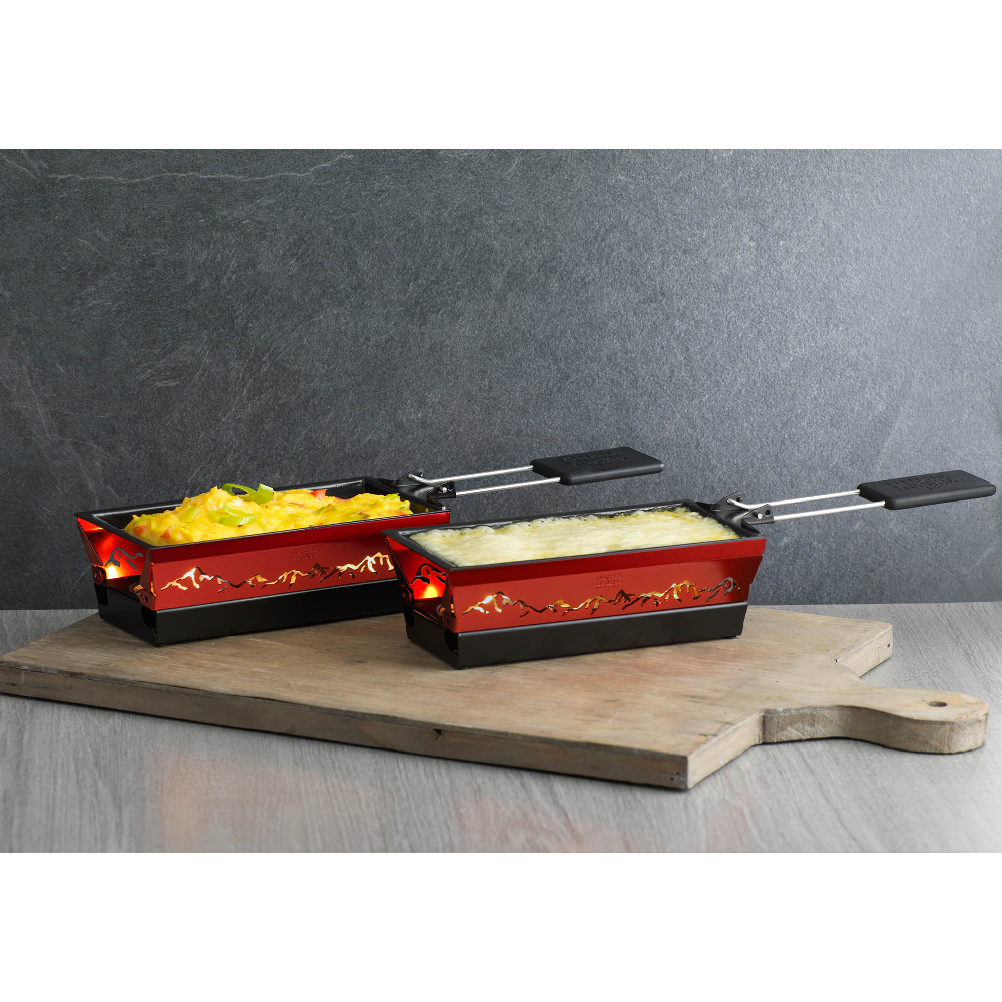 KUHN RIKON Mini Raclette-Set ALPENGLÜHEN mit 3 Teelichtern rot