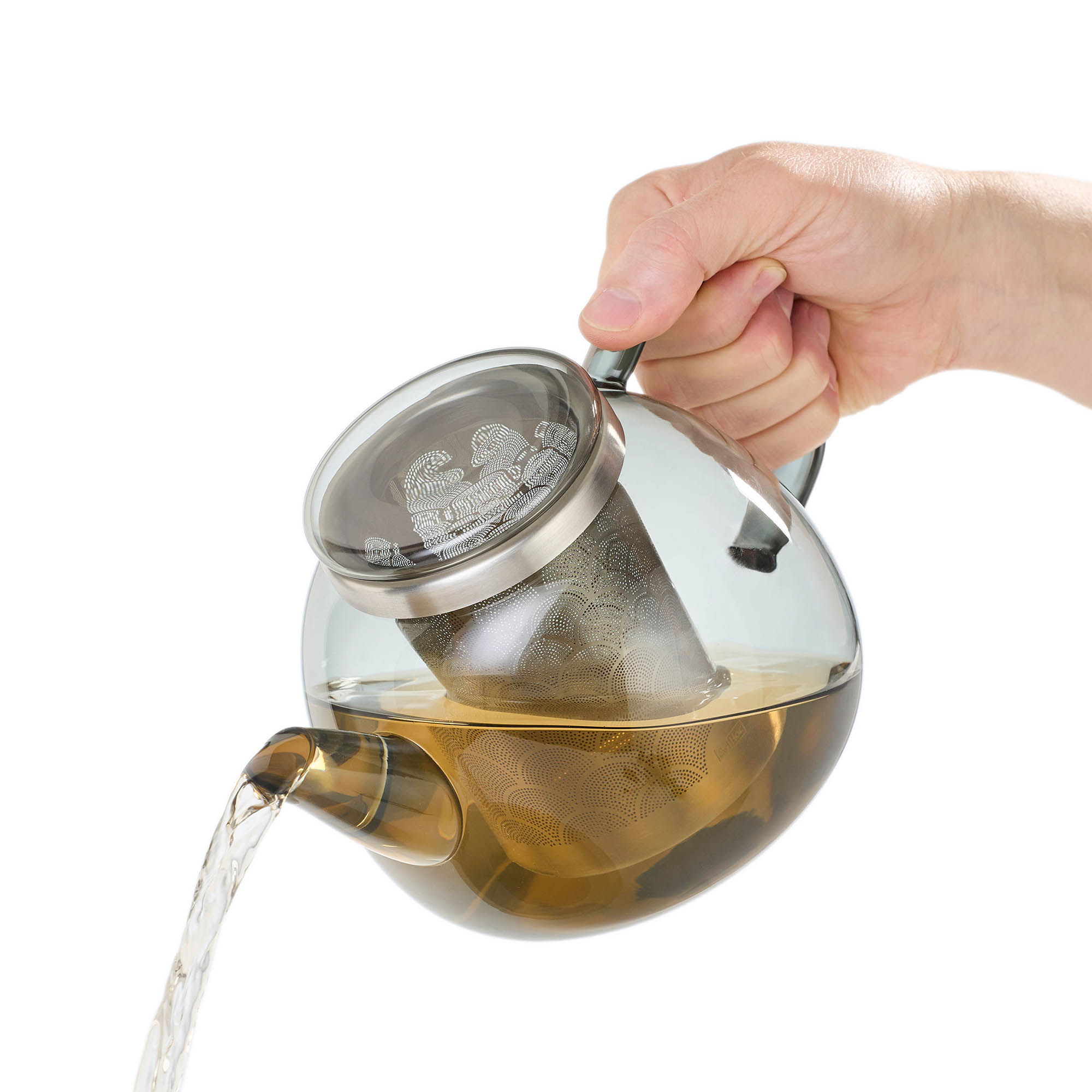 AdHoc Geschenkset Teekanne YUNA aus Borosilikatglas 1,2 Liter + Stövchen TUTO