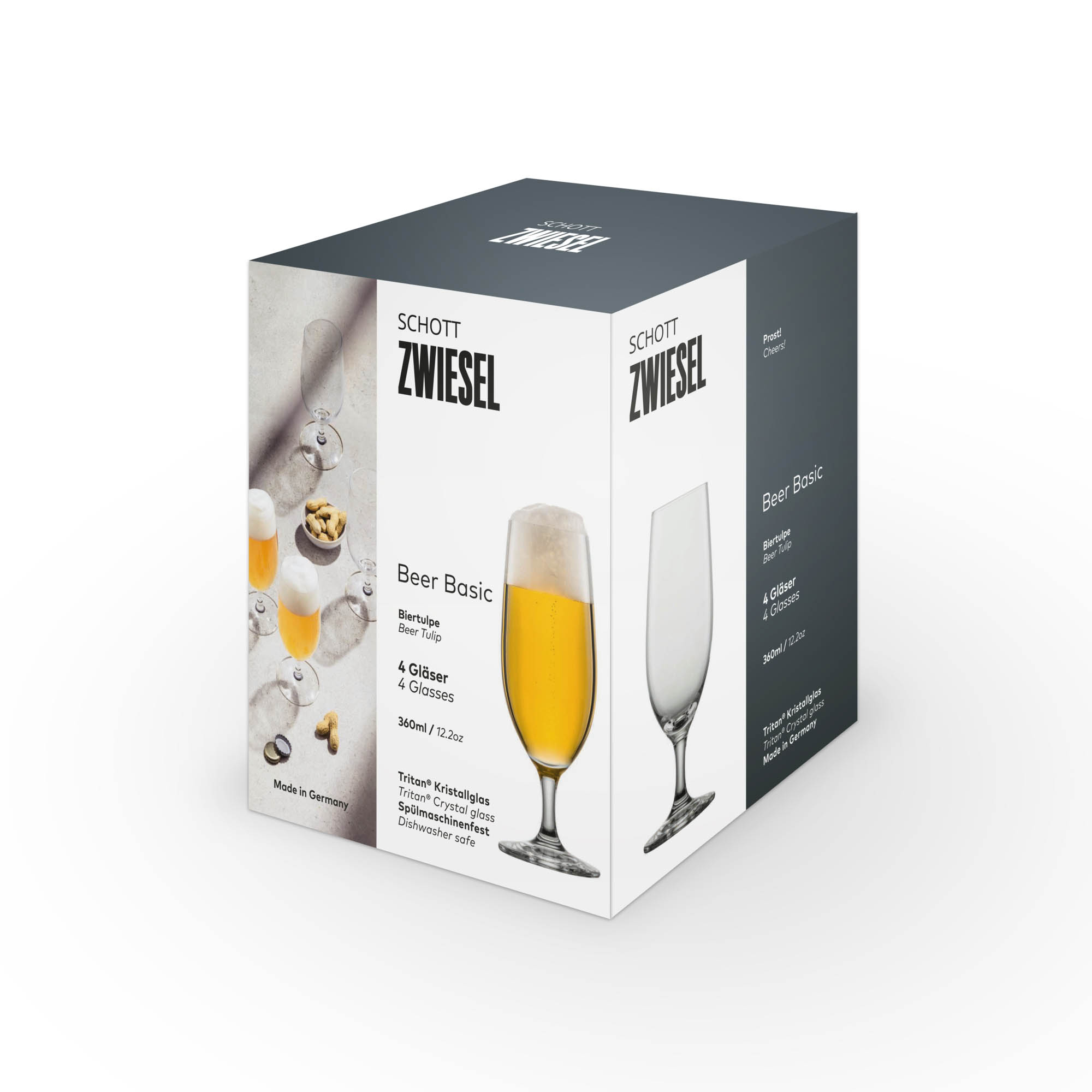 SCHOTT ZWIESEL Serie BEER BASIC Biertulpe 4 Stück 360 ml Bierglas Pilsglas