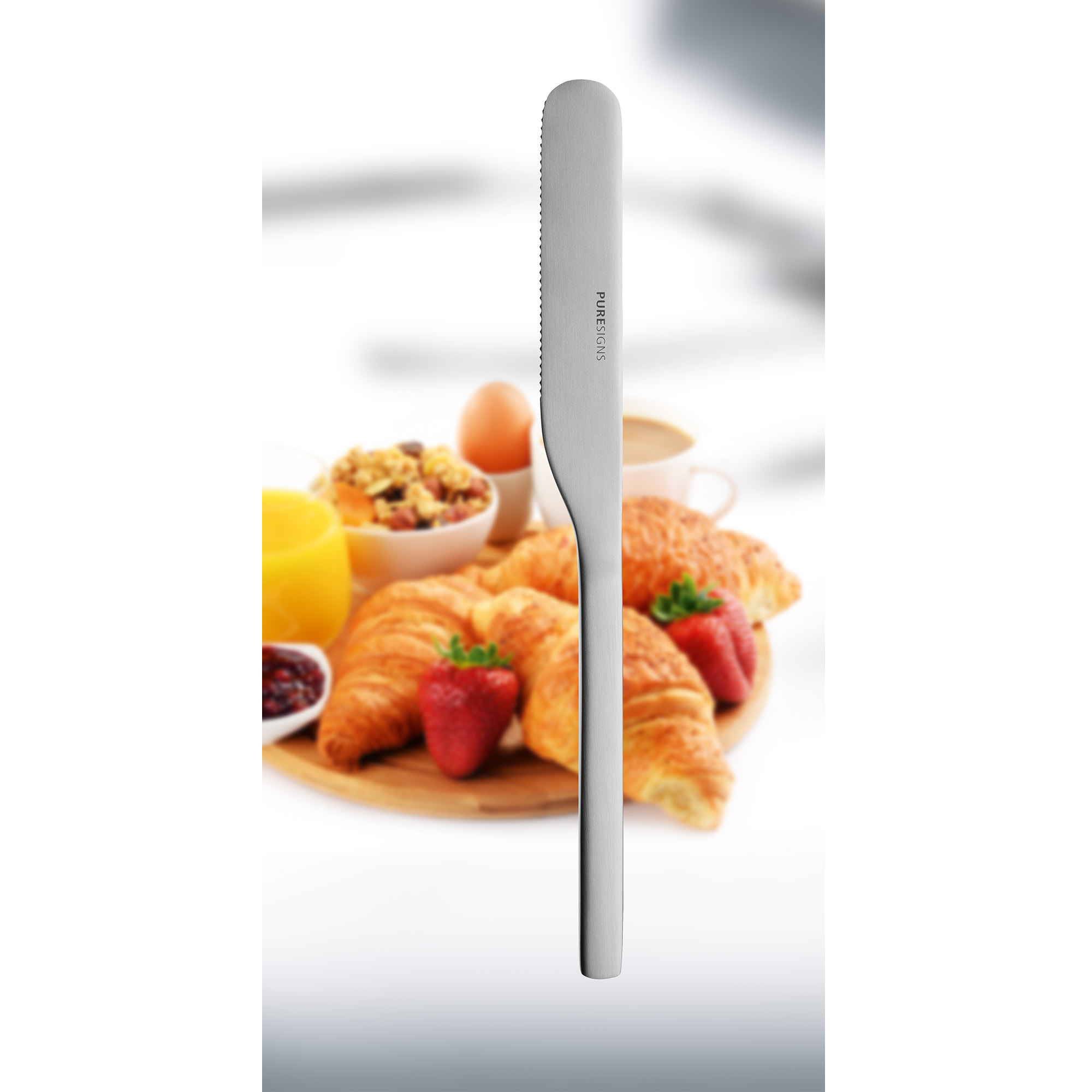 PURESIGNS breakfast knife ONE Extra matt 2 pieces bread roll knife serrated edge