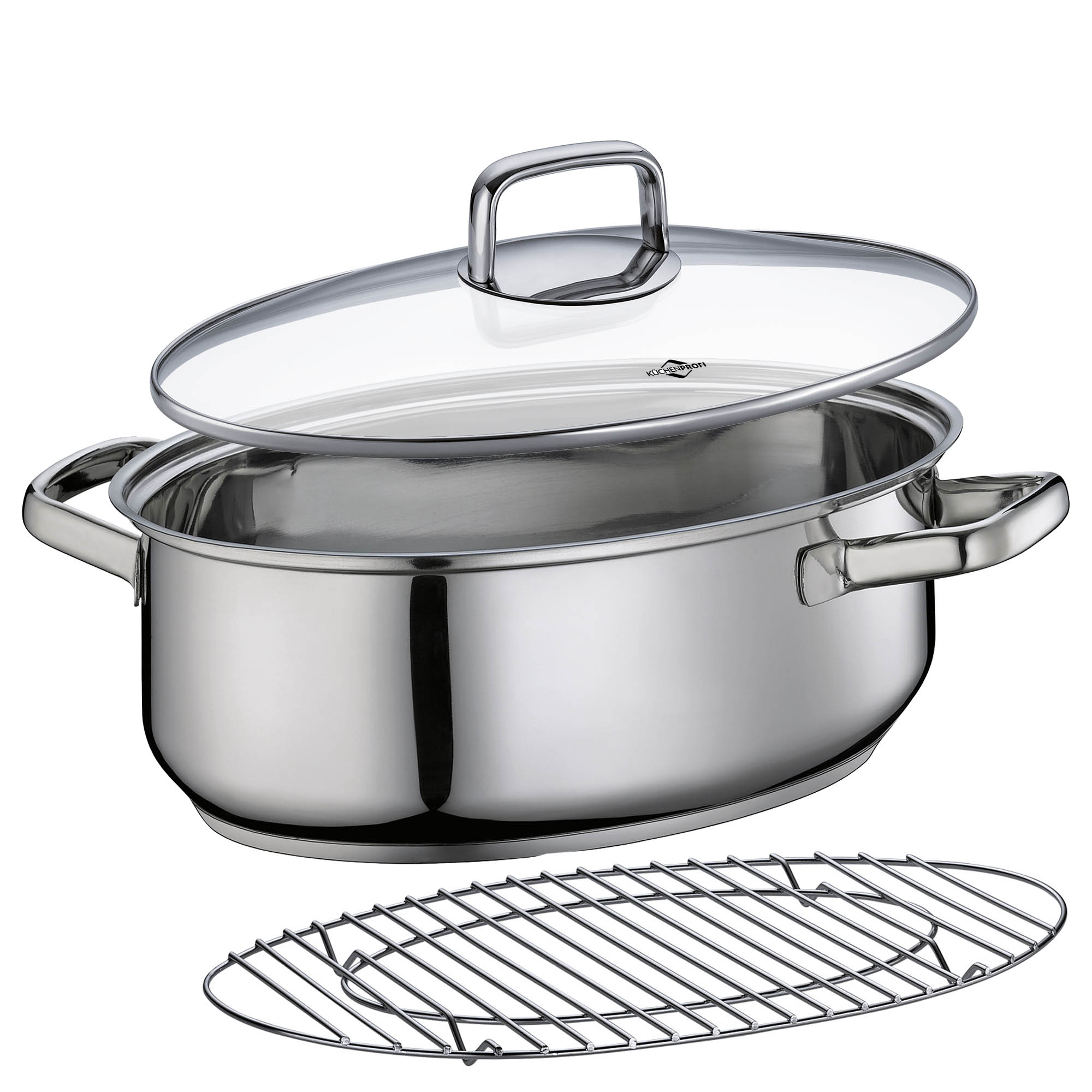 KÜCHENPROFI Gourmetbräter PISA Edelstahl 38 cm 8,5 Liter Glasdeckel INDUKTION