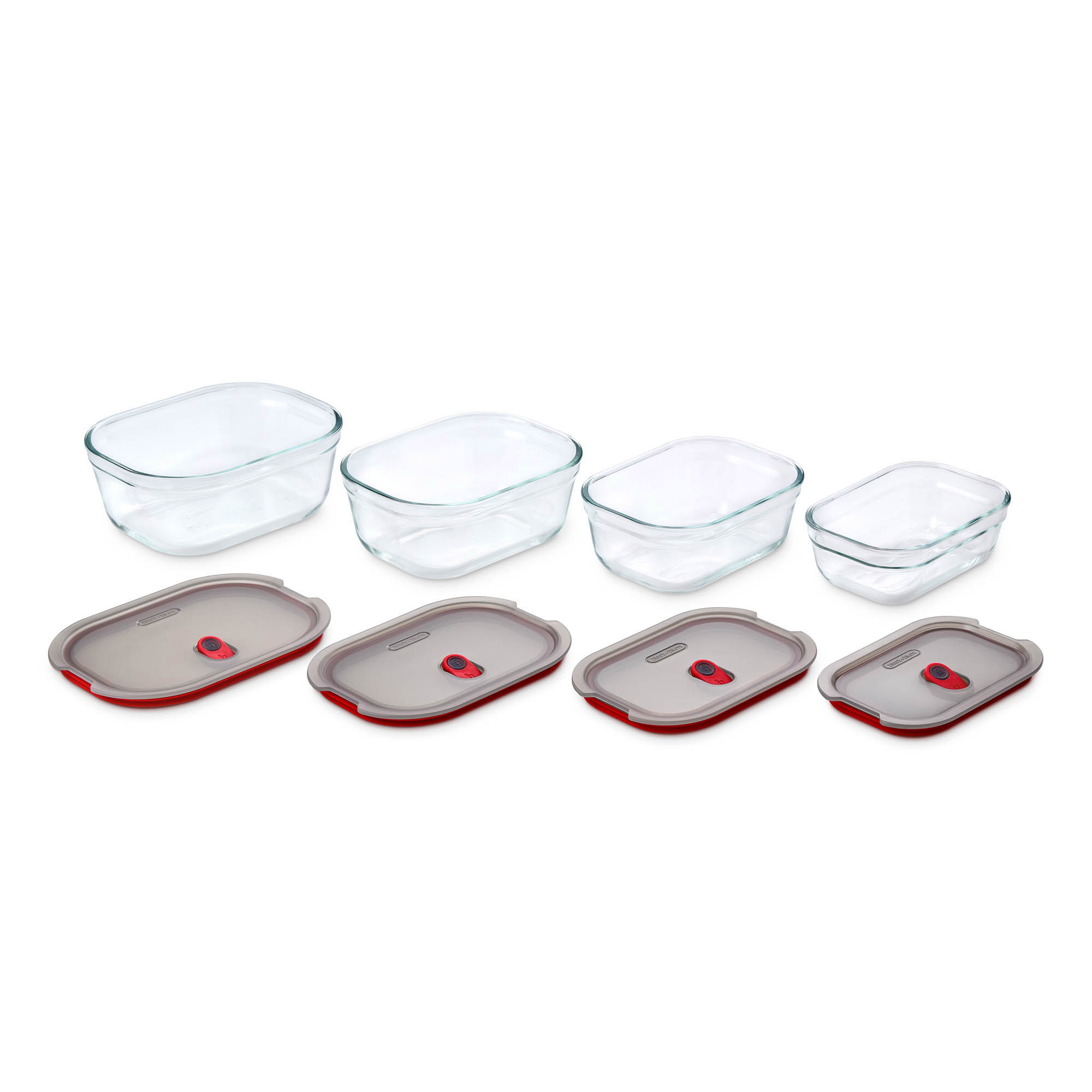BLACK+BLUM 4er Set Multifunktions-Boxen aus Glas 0,38 + 0,6 + 0,9 + 1,2 Liter
