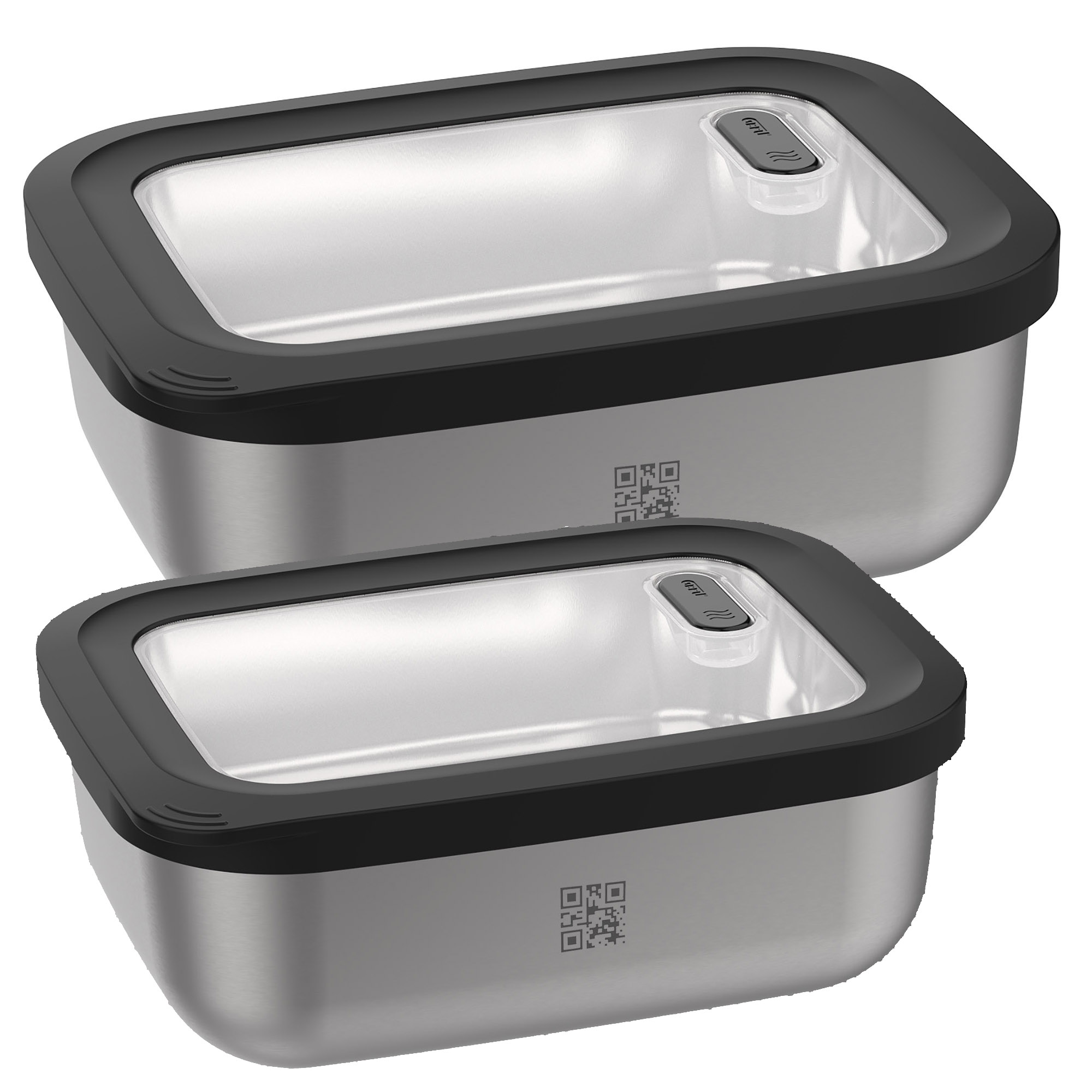 GEFU Frischhaltedosen-Set PROVIDO 2,6  + 1,3 Liter Edelstahl mikrowellentauglich