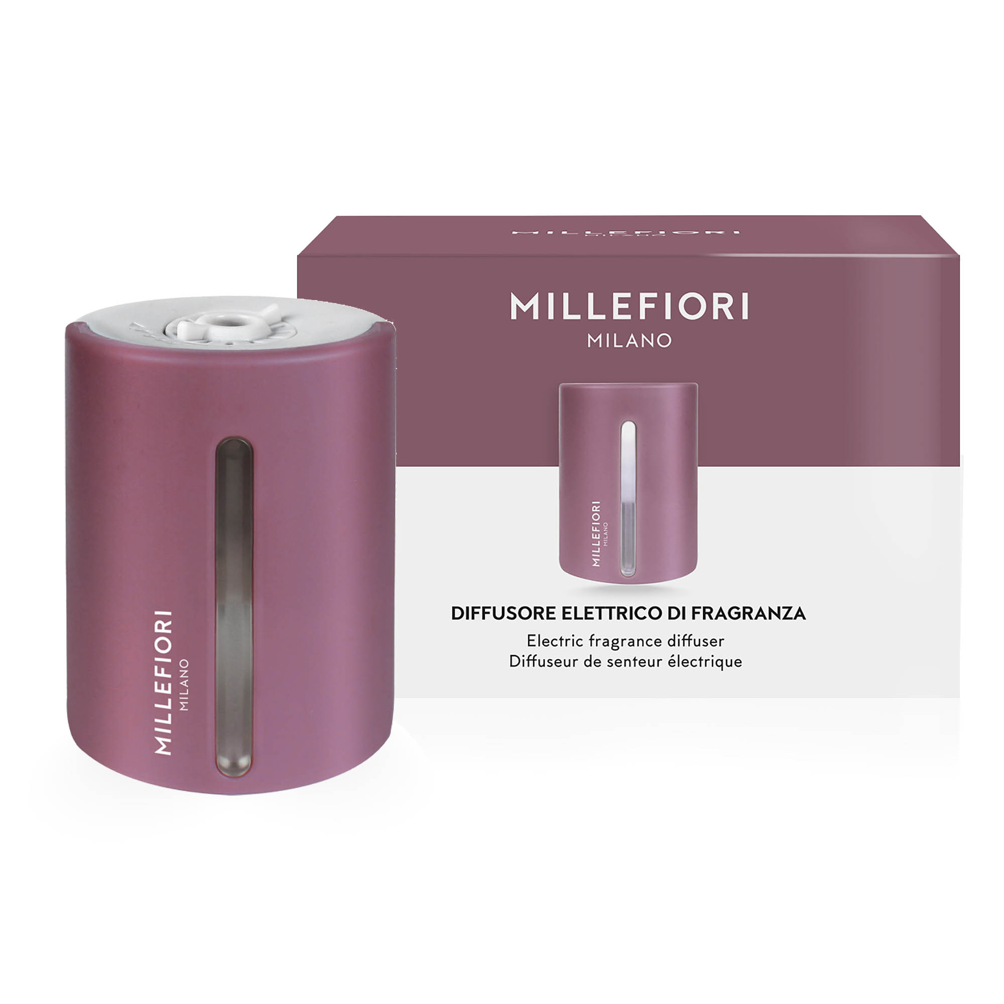 MILLEFIORI electric diffuser with LED light basic unit without fragrance mauve