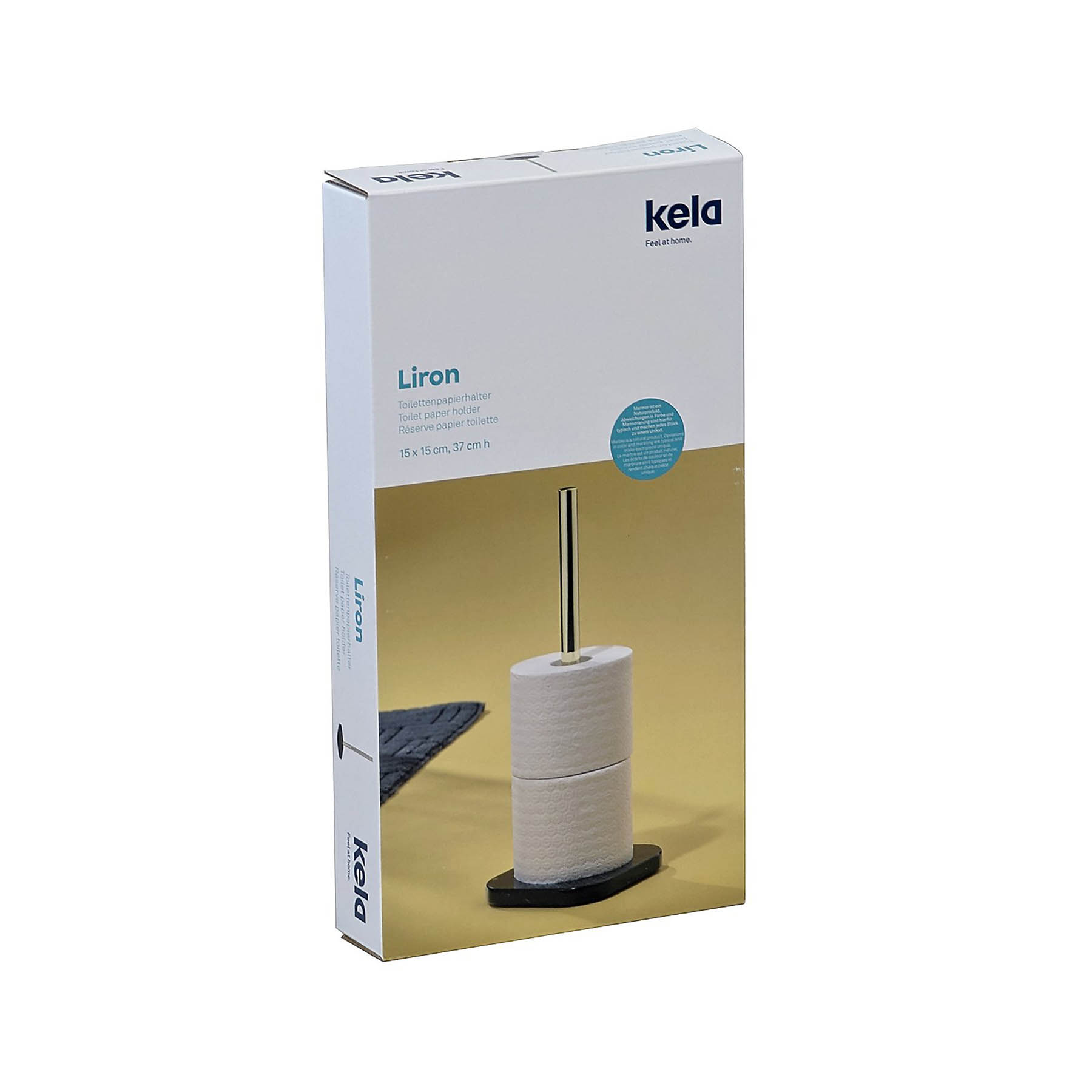 KELA Toilettenpapierhalter LIRON für 3 Rollen Metall mit Fuß aus Marmor
