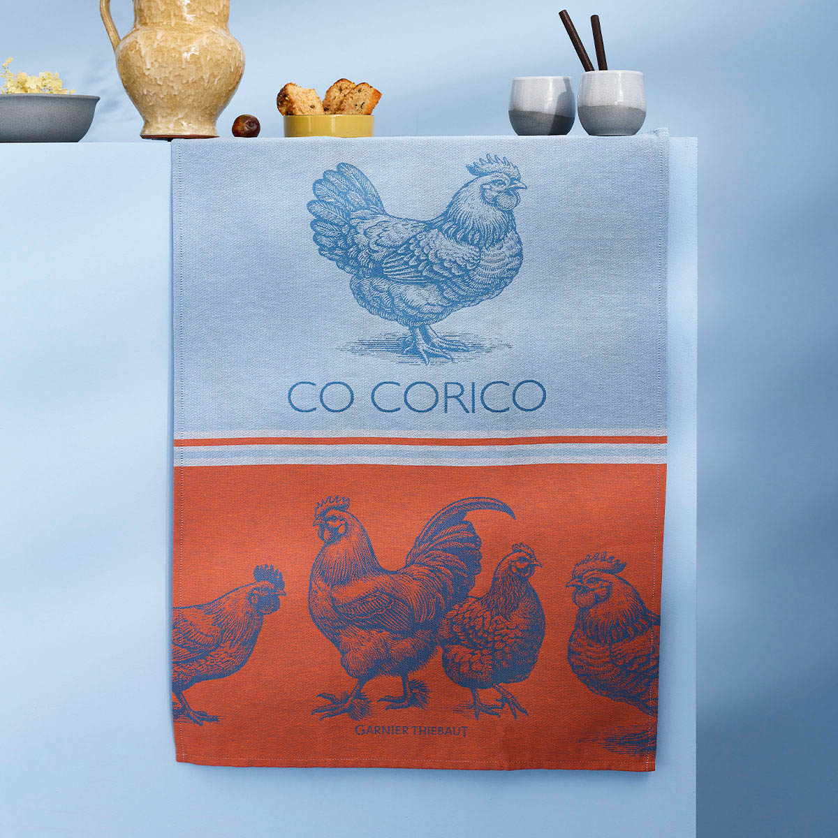 GARNIER-THIEBAUT Geschirrtuch CO CORICO TANGO (Hahn) 56 x 78 cm 100% Baumwolle