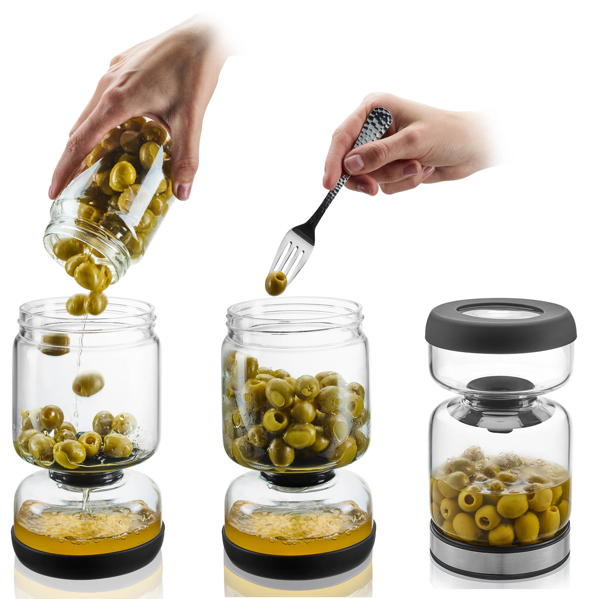 GEFU Abtropfglas LAVINA mit Zwei-Kammer-System 0,9 Liter