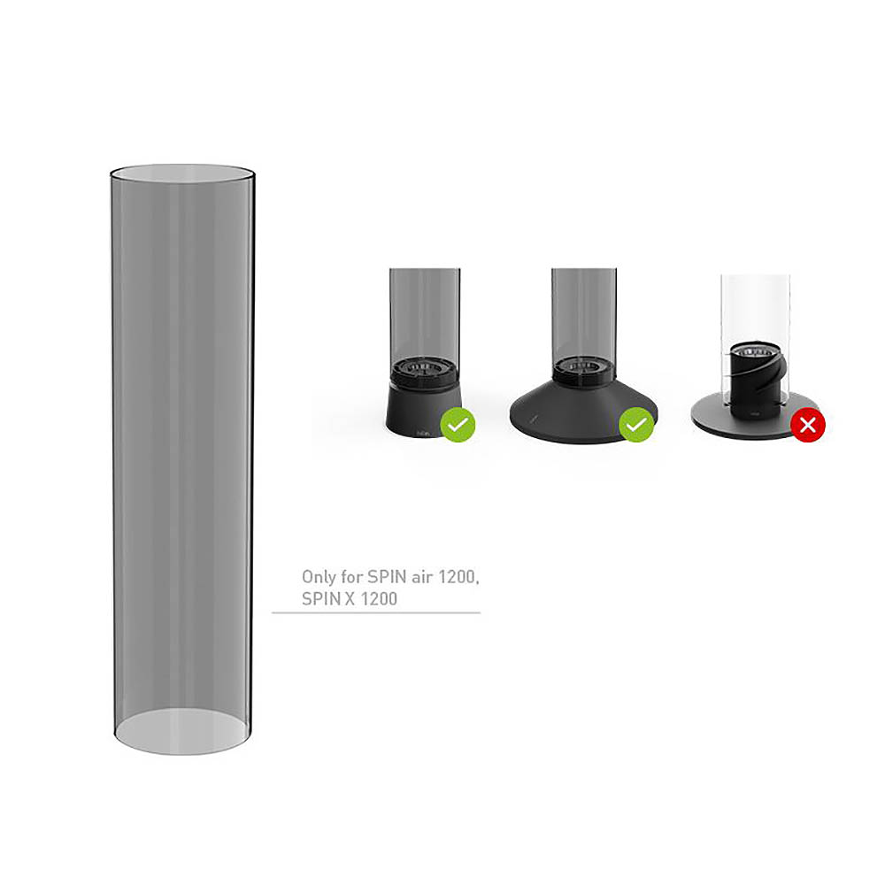 HÖFATS Glaszylinder schwarz Ersatzglas für Tischfeuer SPIN air 1200 / SPIN X 1200