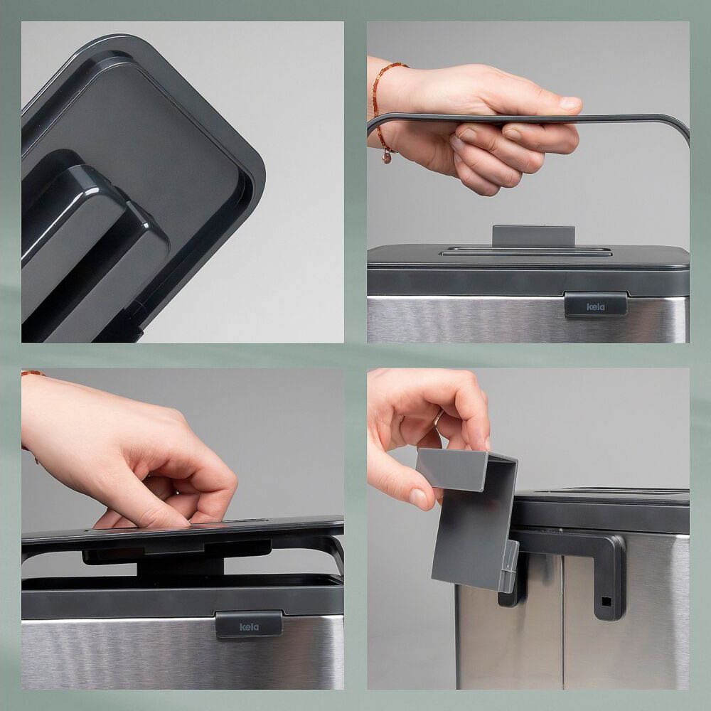 KELA organic waste bin PLATA stainless steel waste bin 2.1 litres