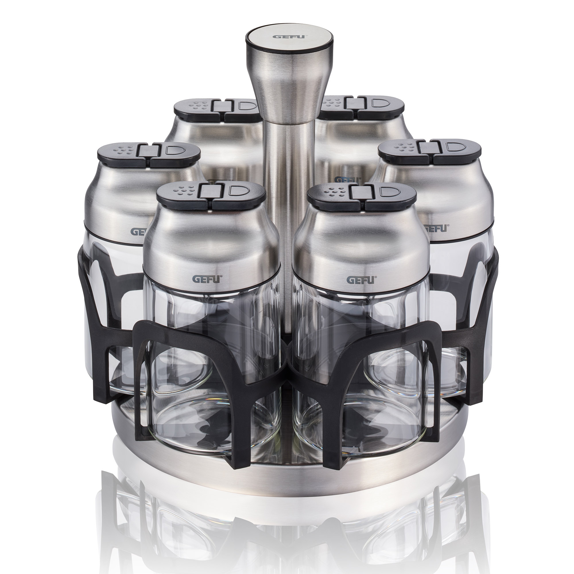 GEFU Gewürzkarussell KIPPO mit 6 Gewürzstreuern à 120 ml, unbefüllt