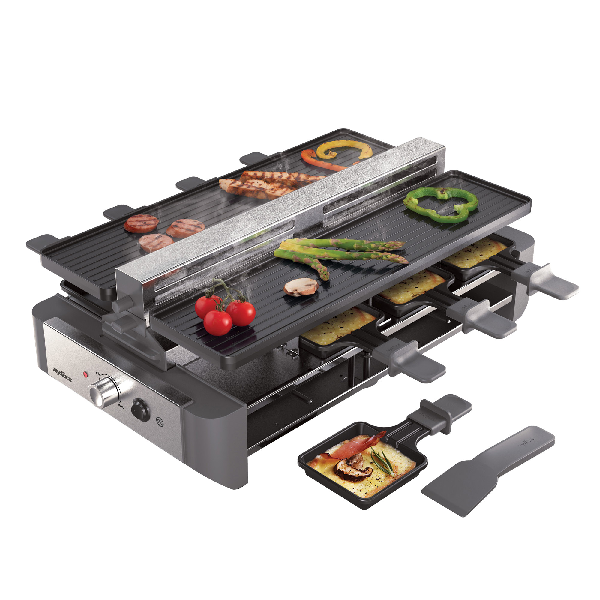 ZYLISS Raclette-Grill VENTI für 8 Personen mit 2 Grillplatten und Abluftabzug