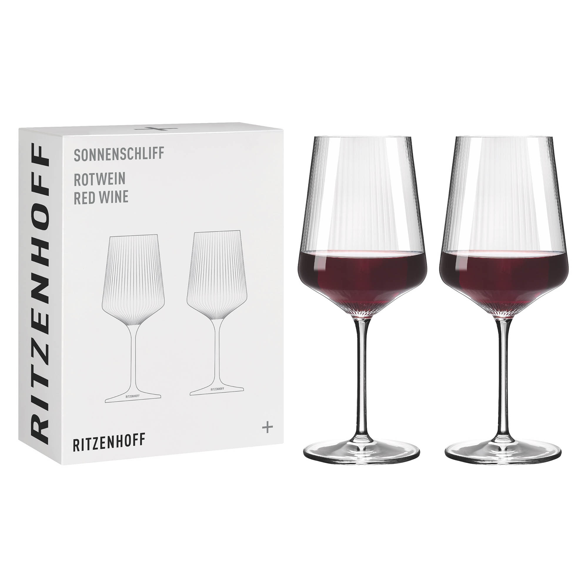 RITZENHOFF 2er-Set Rotweinglas SONNENSCHLIFF Inhalt je 536 ml