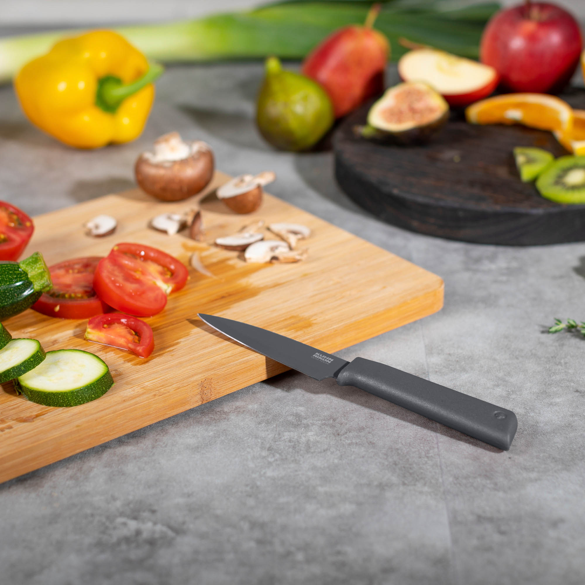 KUHN RIKON Rüstmesser-Set COLORI grau 2-teilig Allzweckmesser + Allzweckmesser gezahnt