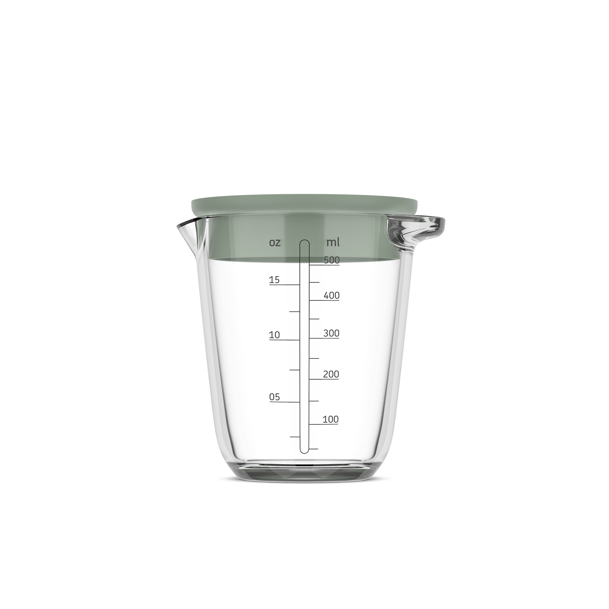 MEPAL Messbecher CHEF IT 0,5 Liter aus Glas mit Deckel nordic sage (salbeigrün)