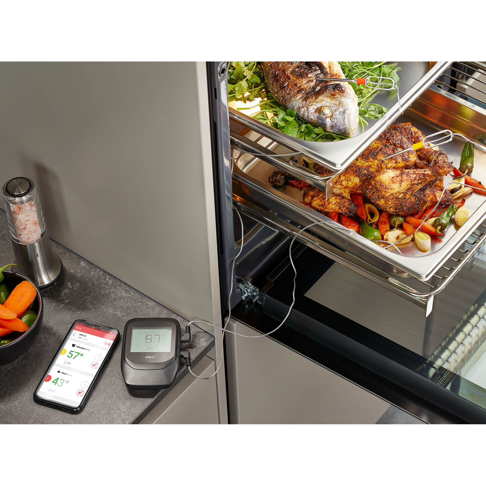 GEFU Bluetooth Grill- und Bratenthermometer CONTROL+ mit 6 Kanälen
