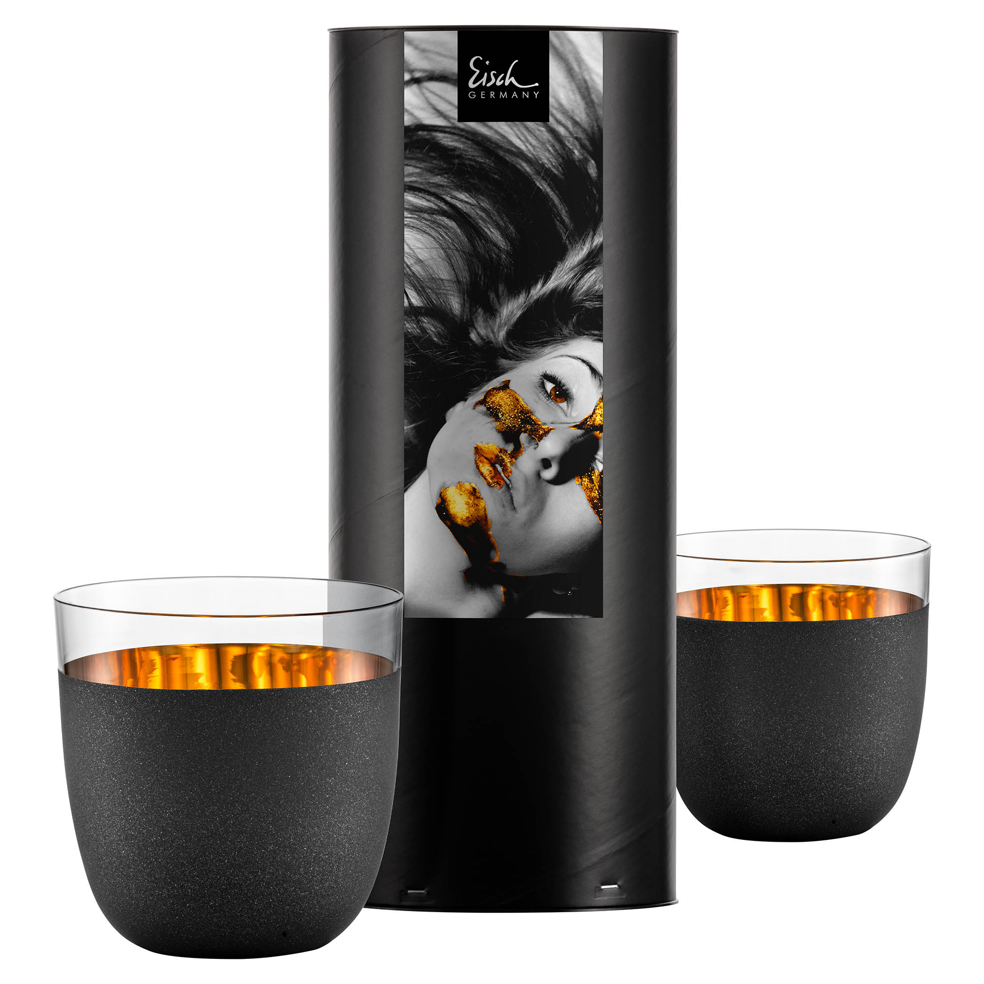 EISCH series COSMO GOLD Set of 2 tumblers 390 ml crystal glass with real gold black