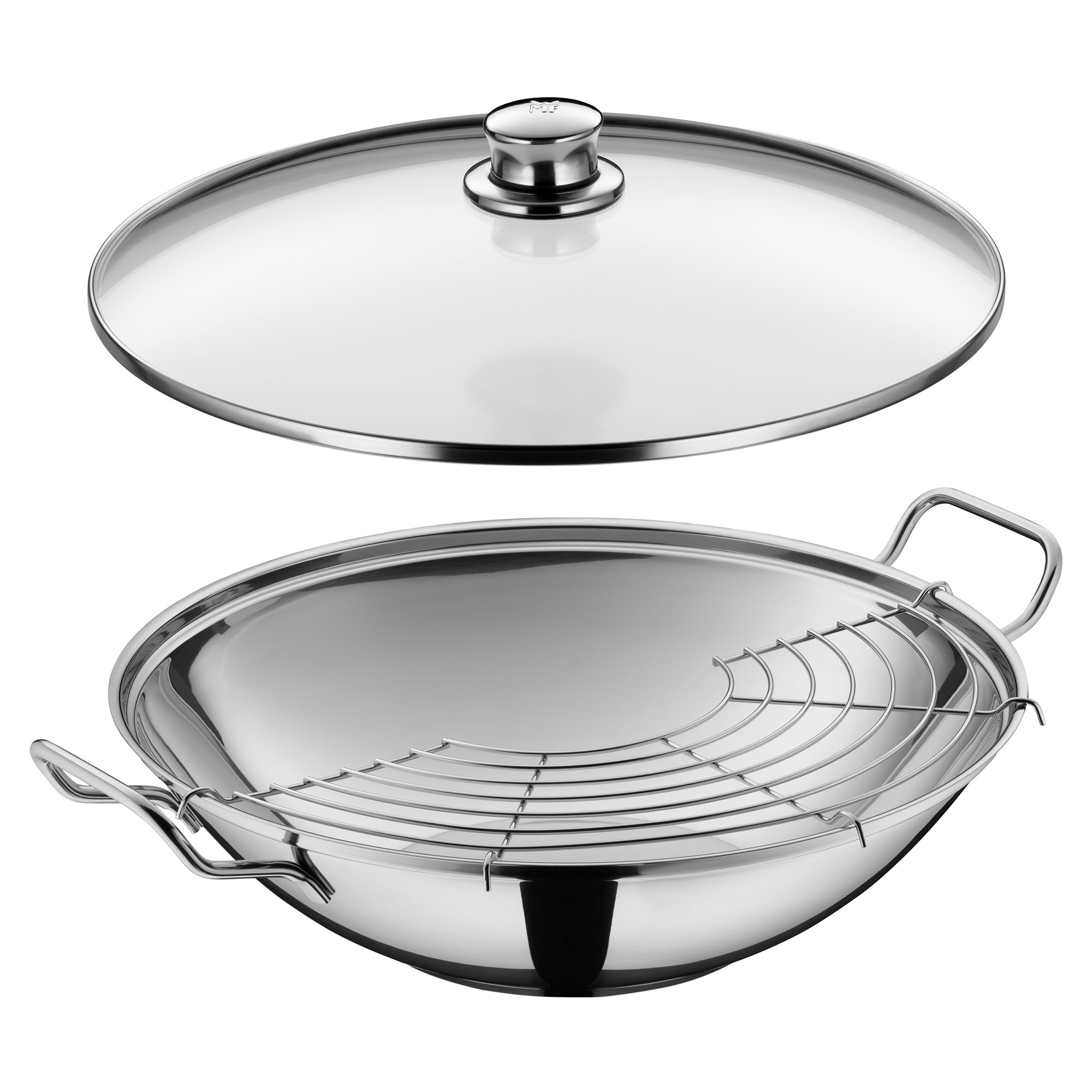 WMF Party Wok-Set TAIWAN 36 cm Edelstahl mit Glasdeckel INDUKTION
