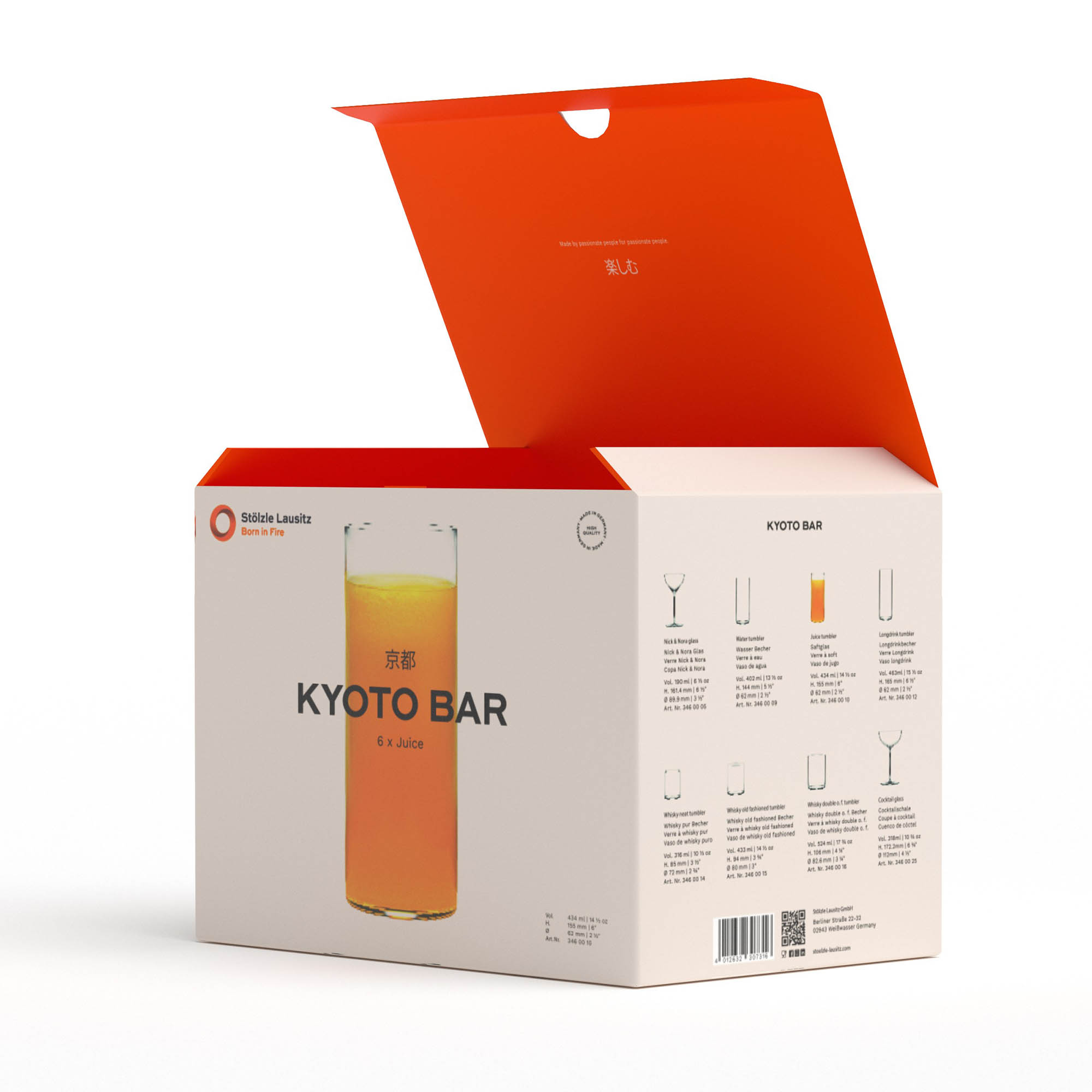 STÖLZLE LAUSITZ KYOTO Bar Series Juice Glasses, set of 6, 435 ml