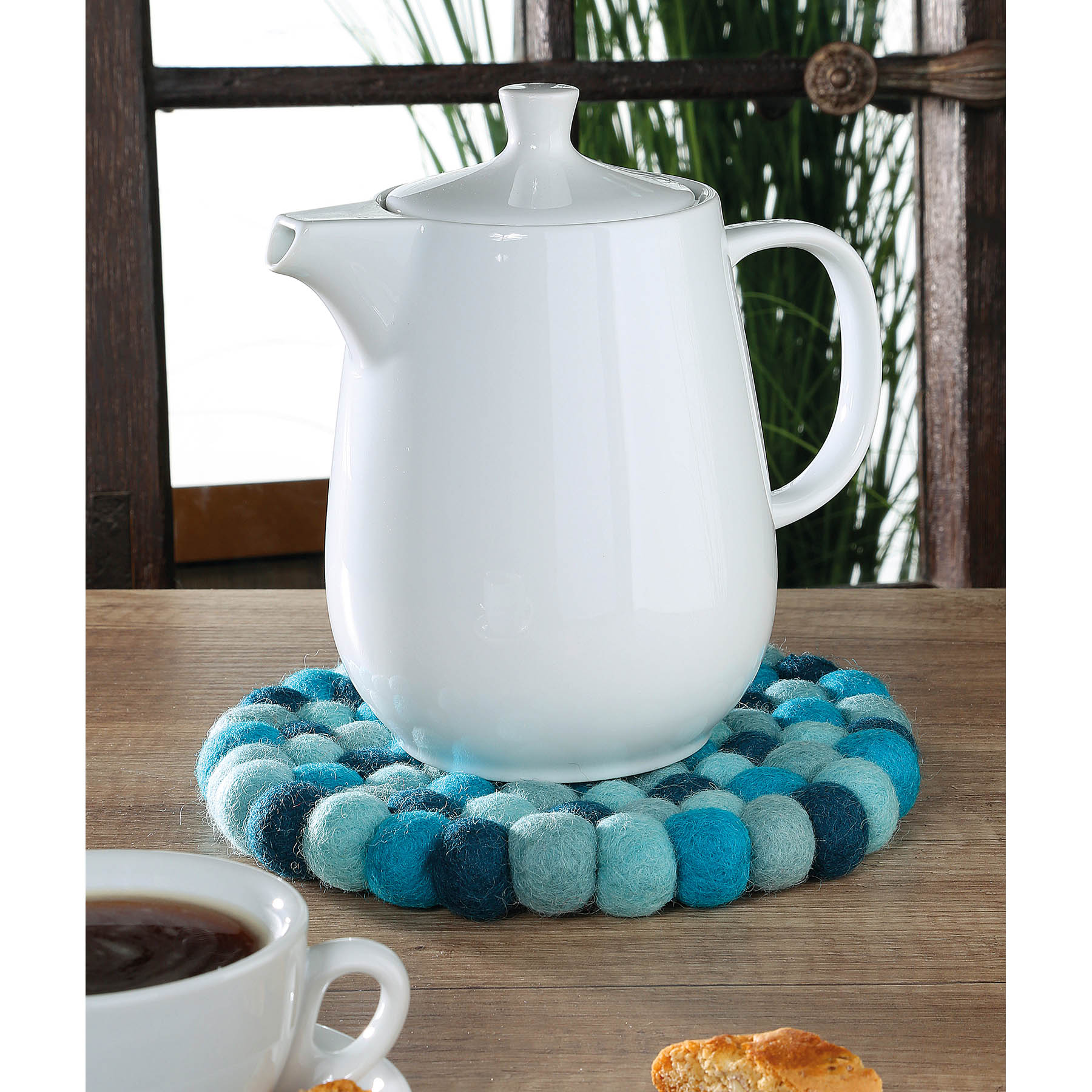 CILIO Untersetzer aus 100% Schafwolle LANA AZZURRO rund 21 cm blau