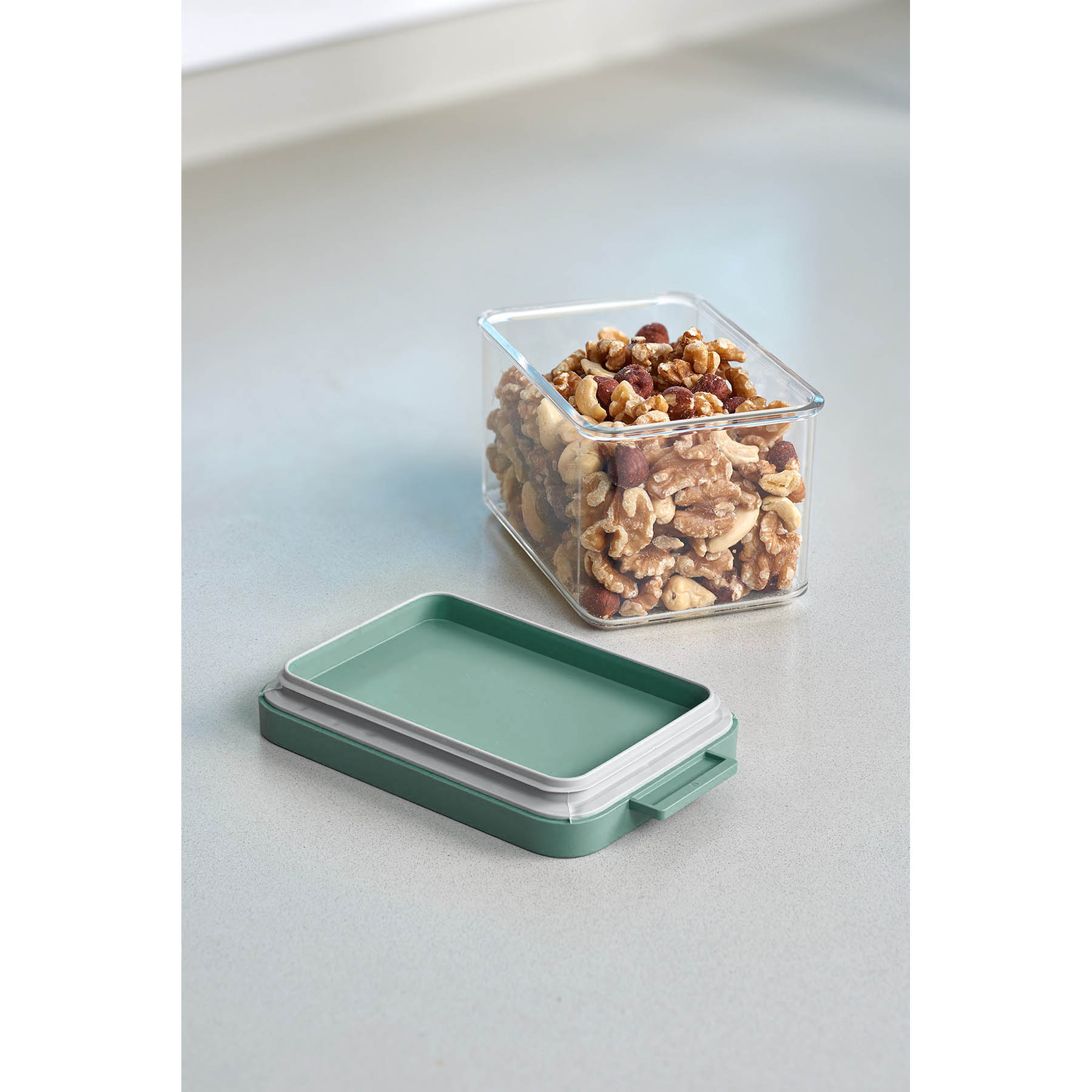 MEPAL OMNIA storage tin for cold cuts 0.5 litre transparent lid nordic sage