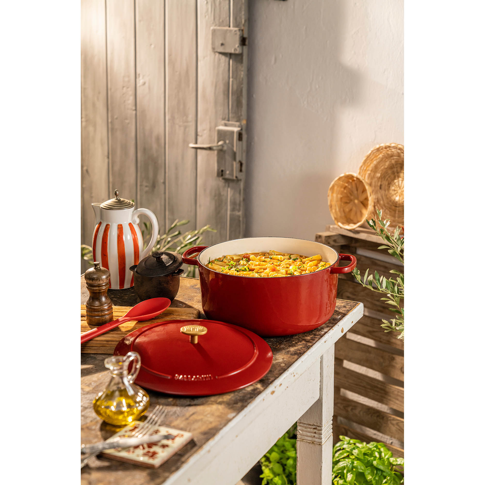 BALLARINI Cocotte BELLAMONTE 22 cm rund 3,0 Liter Bräter aus Gusseisen rot