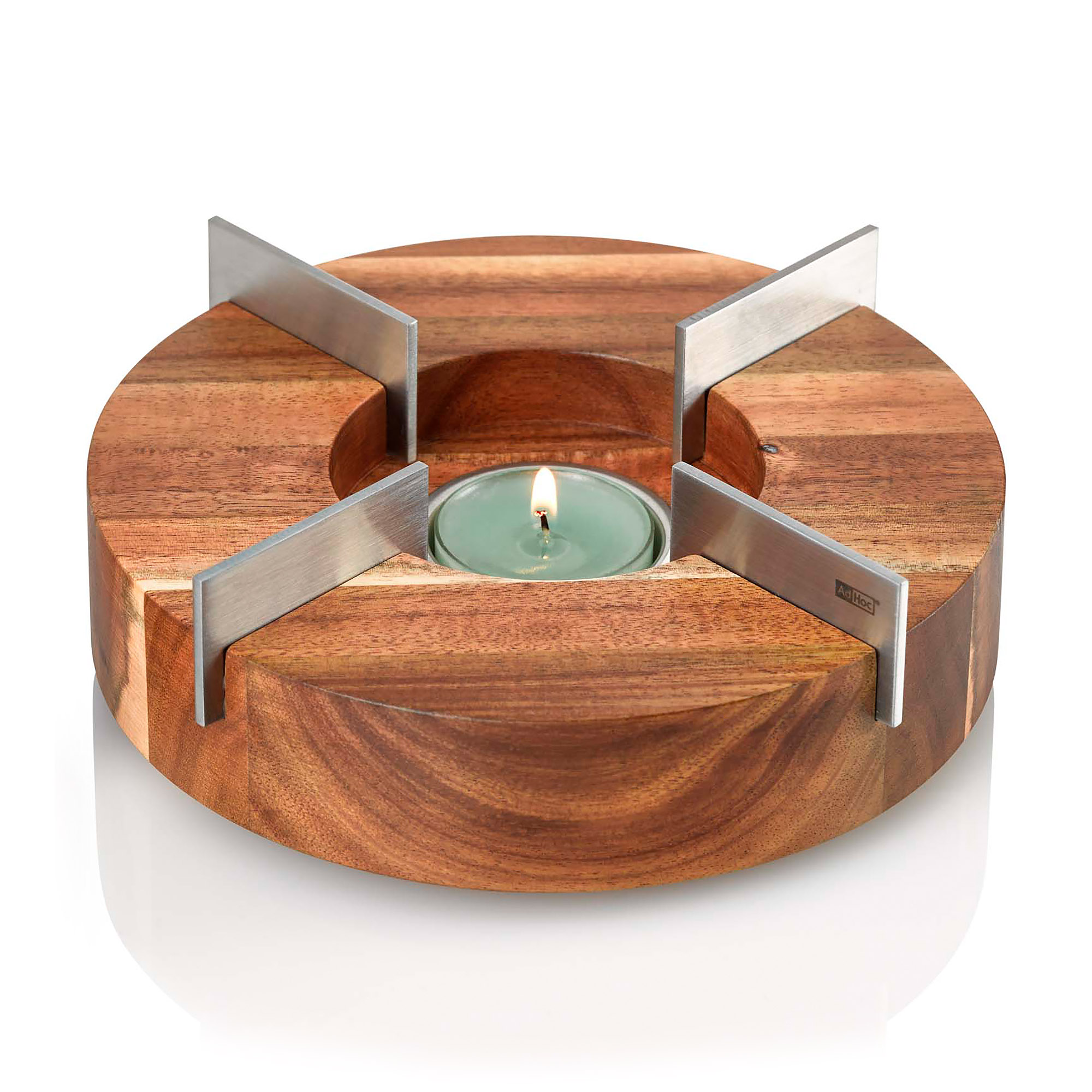 AdHoc Stövchen und Speisenwärmer TUTO 16 cm aus Akazienholz und Edelstahl