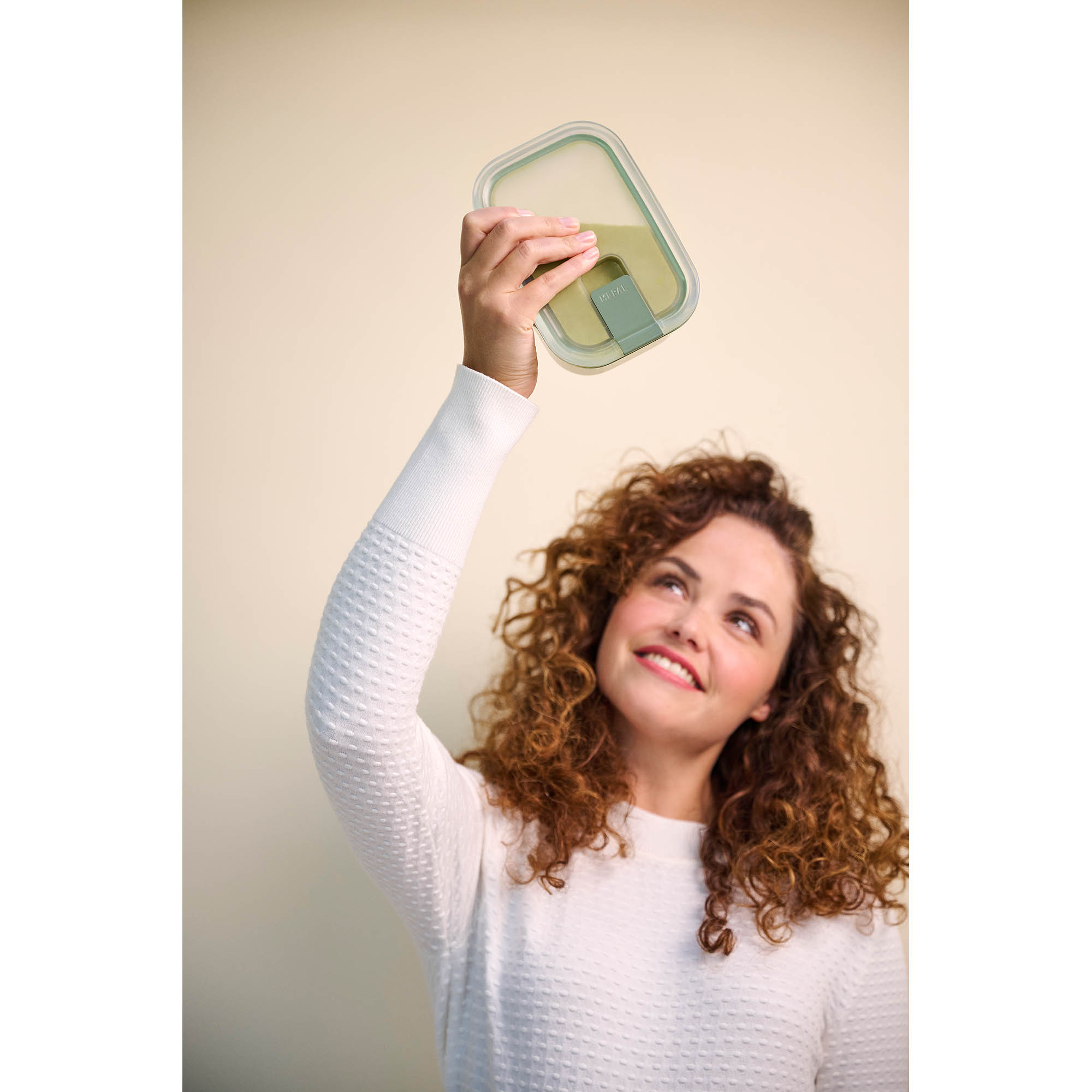 MEPAL EASY CLIP food storage jar borosilicate glass square flat 2.25 litres nordic sage