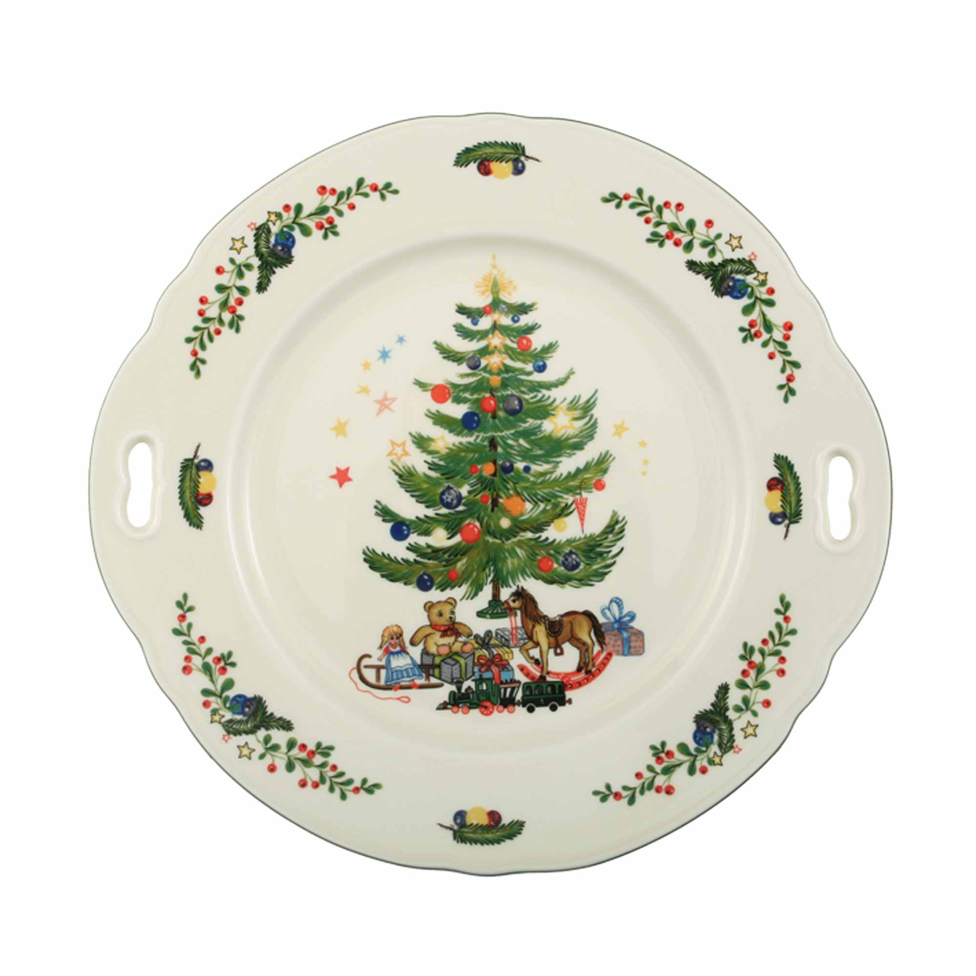 Seltmann Weiden MARIELUISE Weihnachten 43607 Kuchenplatte mit Griff 27 cm