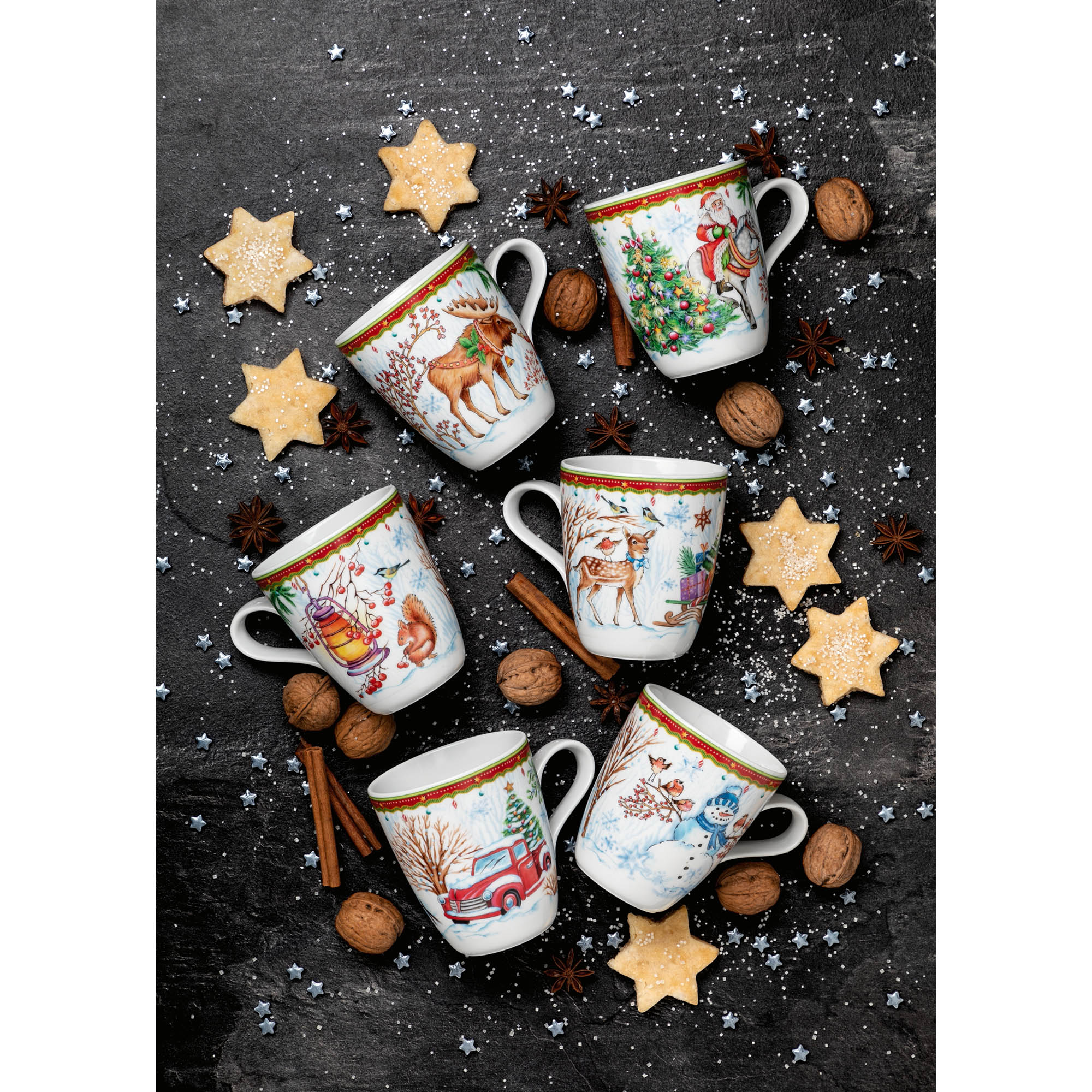 Seltmann Weiden WEIHNACHTSBECHER 65299 Becher mit Henkel 0,4 Liter Waldtiere