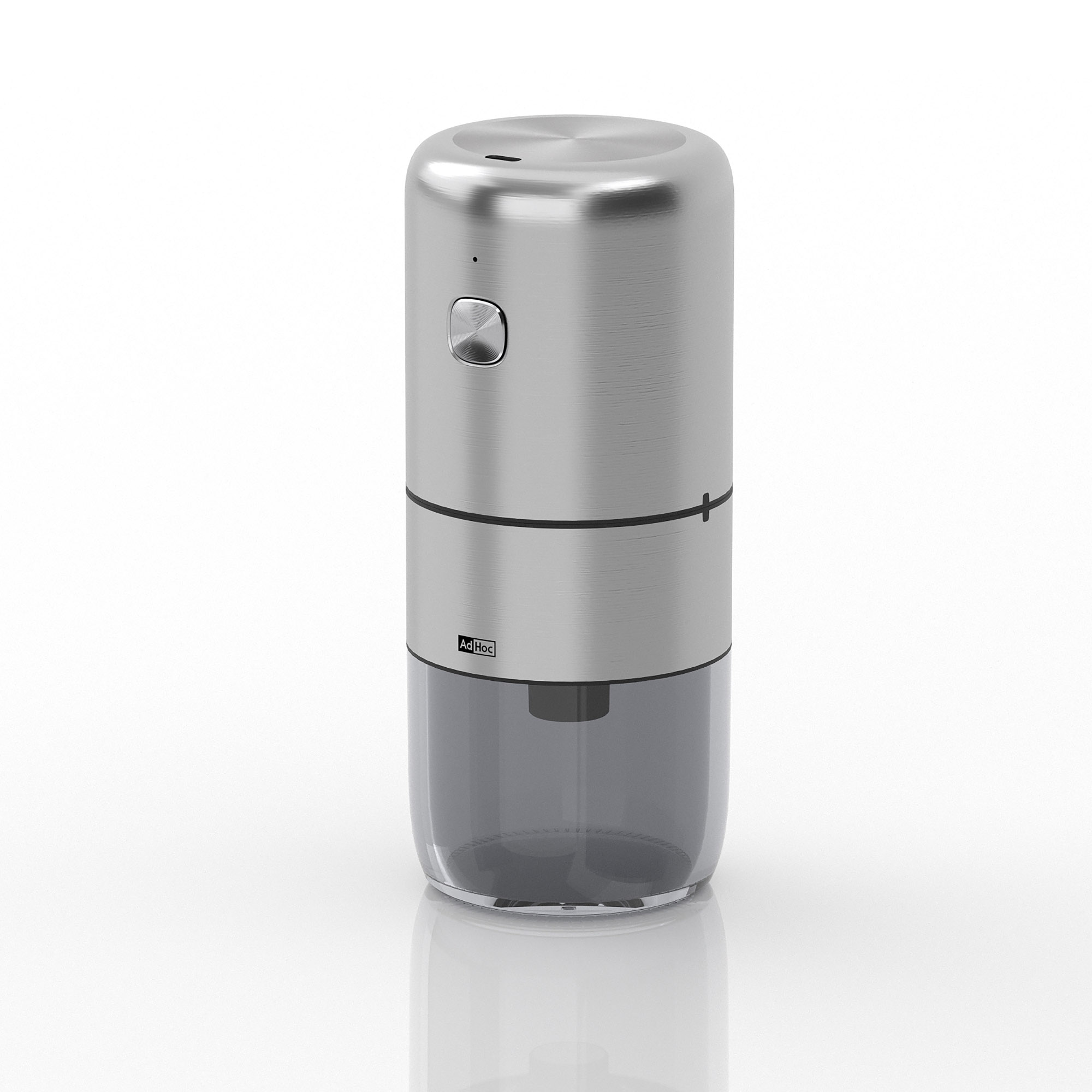AdHoc Elektrische Kaffeemühle i.MILL 18 cm Edelstahl / Acryl aufladbar