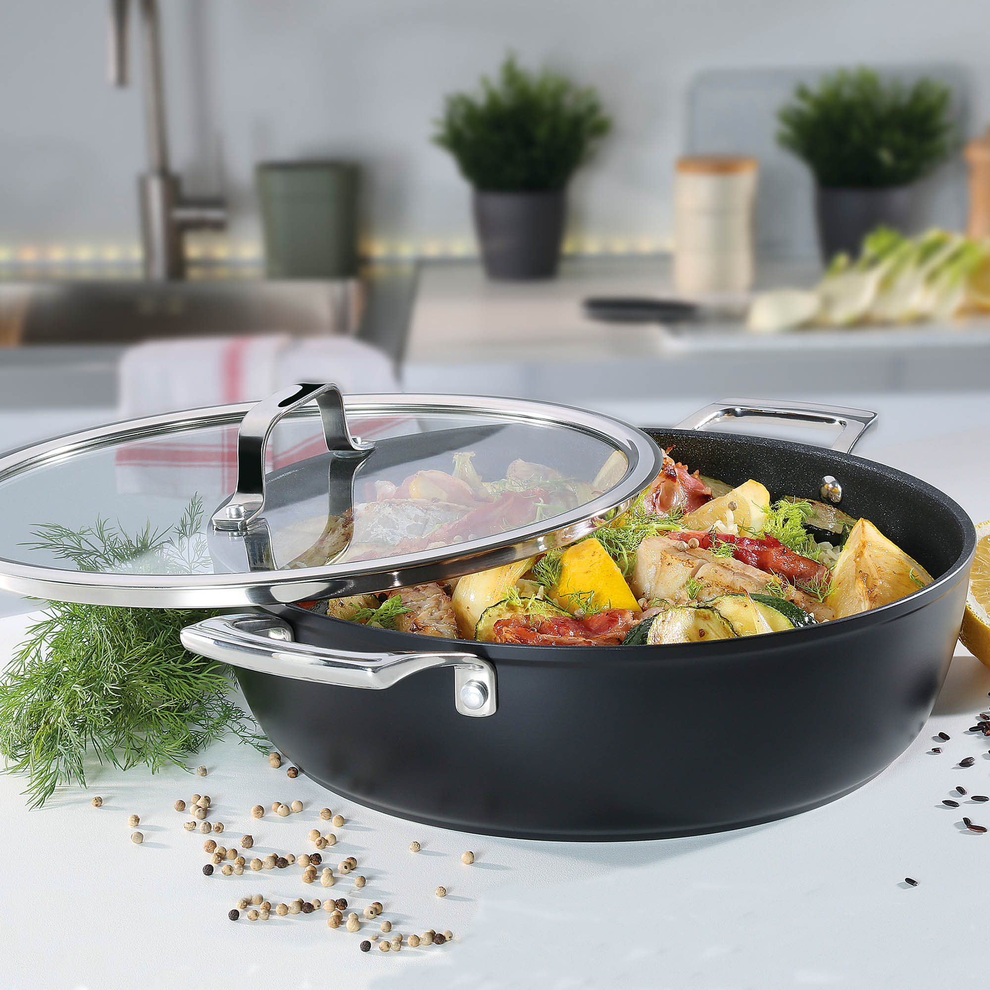 SPRING Gourmettopf MERIDIAN Antihaftbeschichtet Glasdeckel 28 cm 4,0 Liter INDUKTION