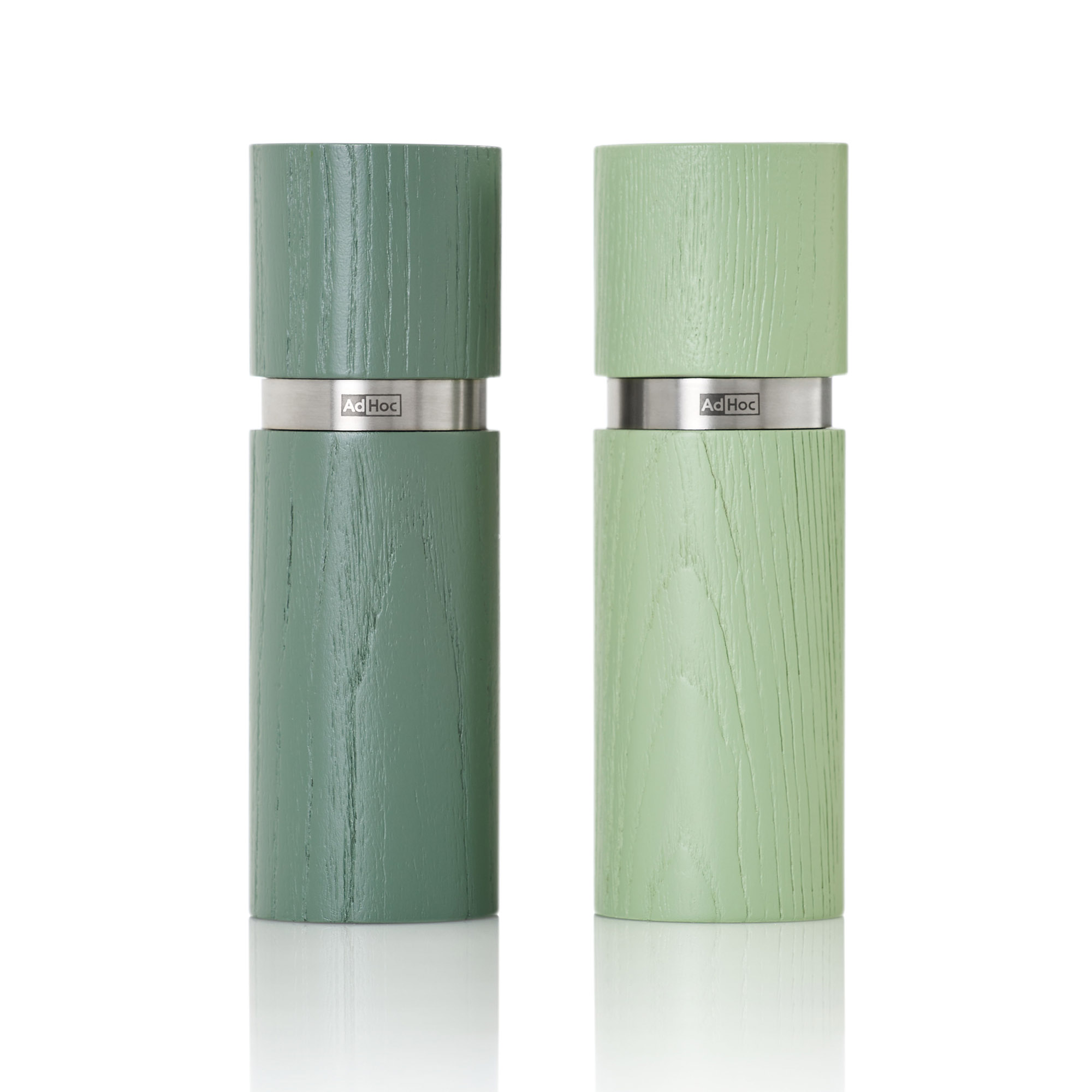 AdHoc Mühlen-Set TEXTURA Pfeffermühle Salzmühle 15 cm Esche dunkel- / hellgrün