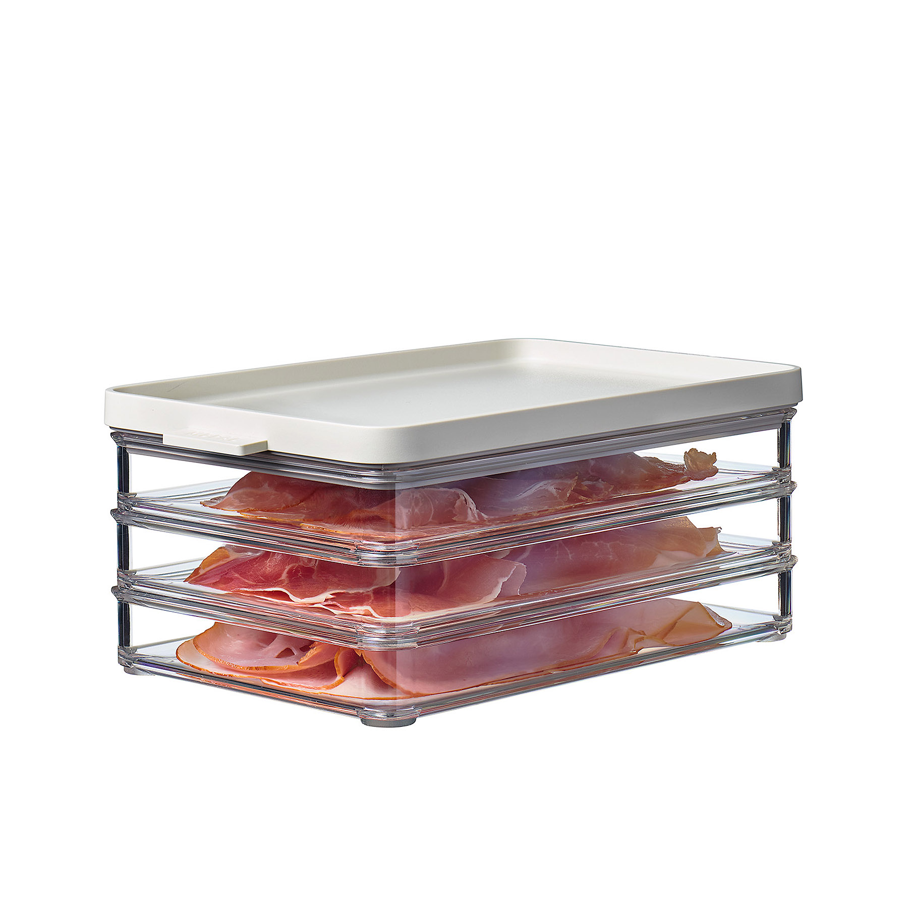 MEPAL Vorratsdose OMNIA Aufschnittdose 3 x 0,5 Liter transparent Deckel nordic white