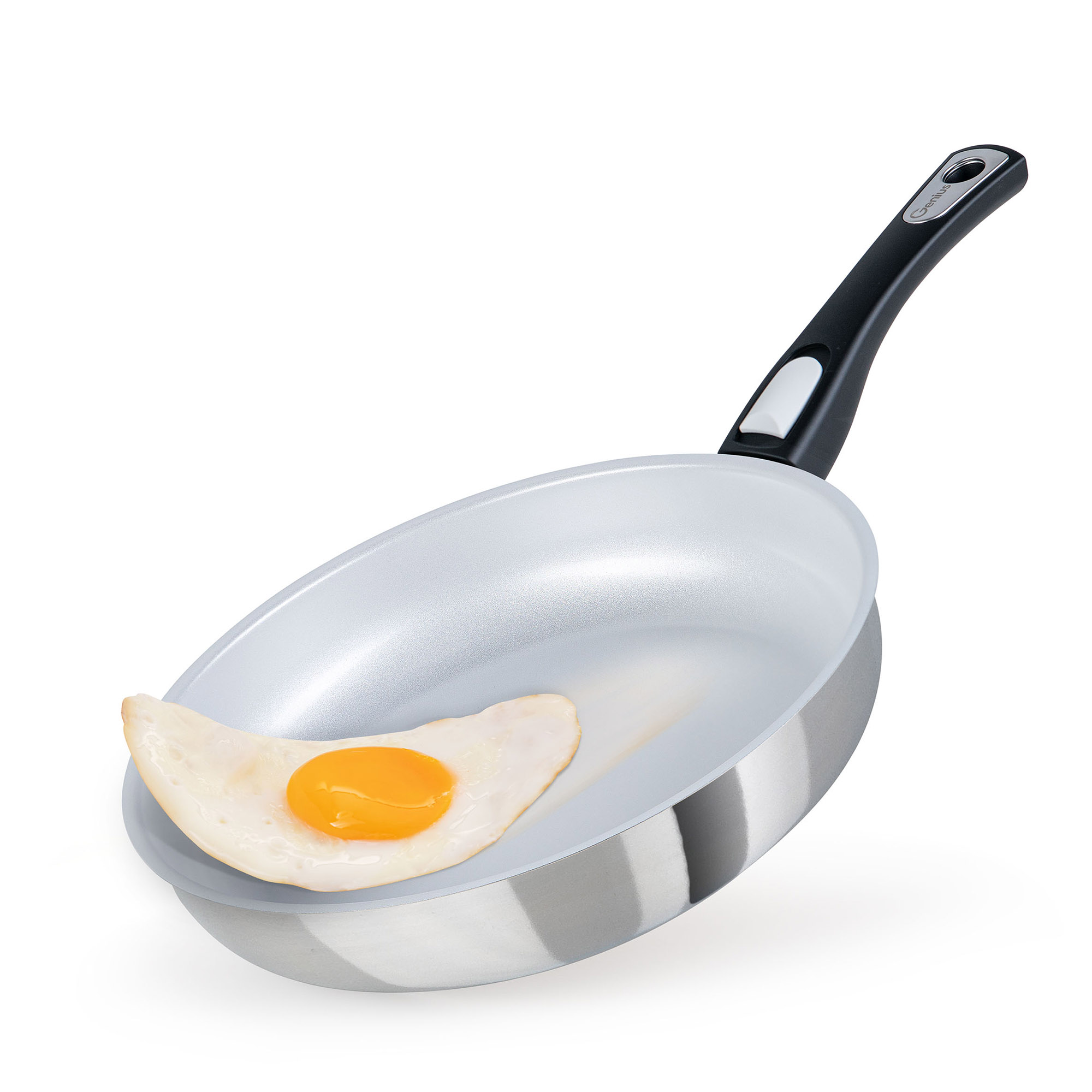 GENIUS Bratpfanne CERAFIT STEEL Keramik-Beschichtung 24 cm mit Glasdeckel