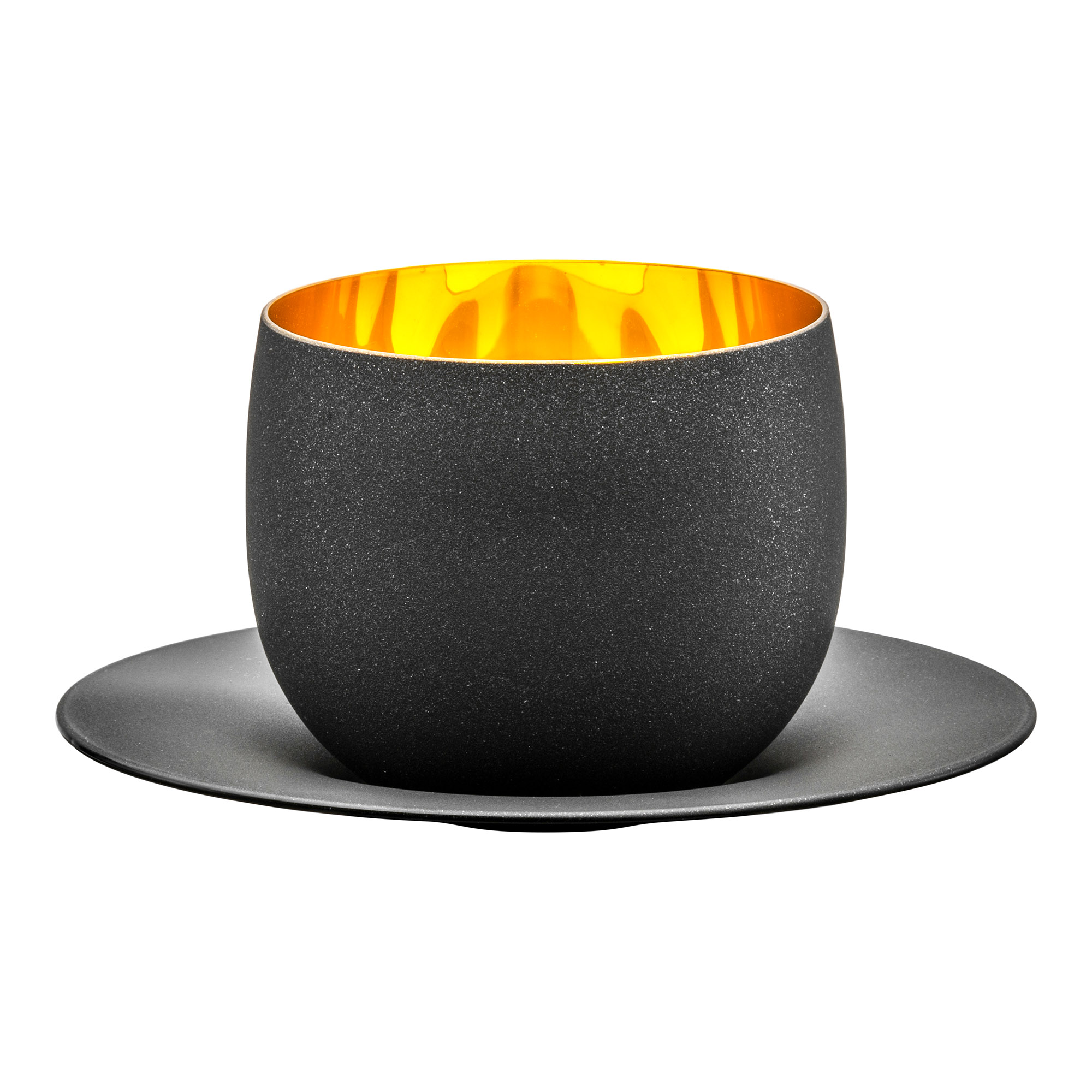 EISCH Serie COSMO GOLD Cappuccino-Set Kristallglas mit Echtgold schwarz