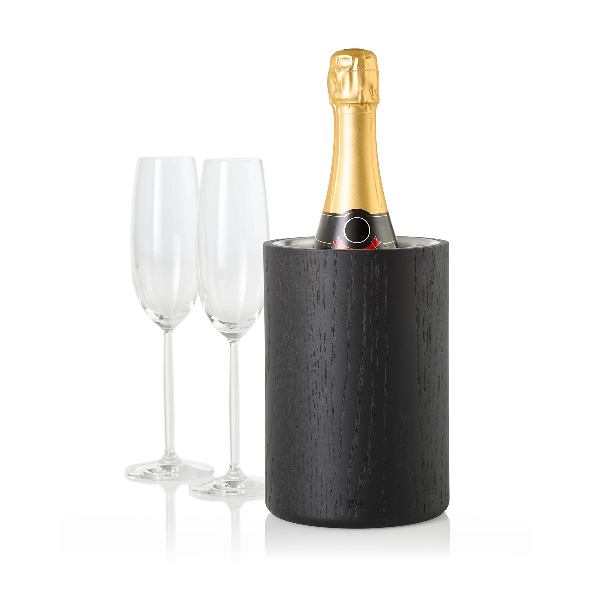 AdHoc Wein- / Sekt- / Champagnerkühler VINE Eschenholz schwarz / Edelstahl