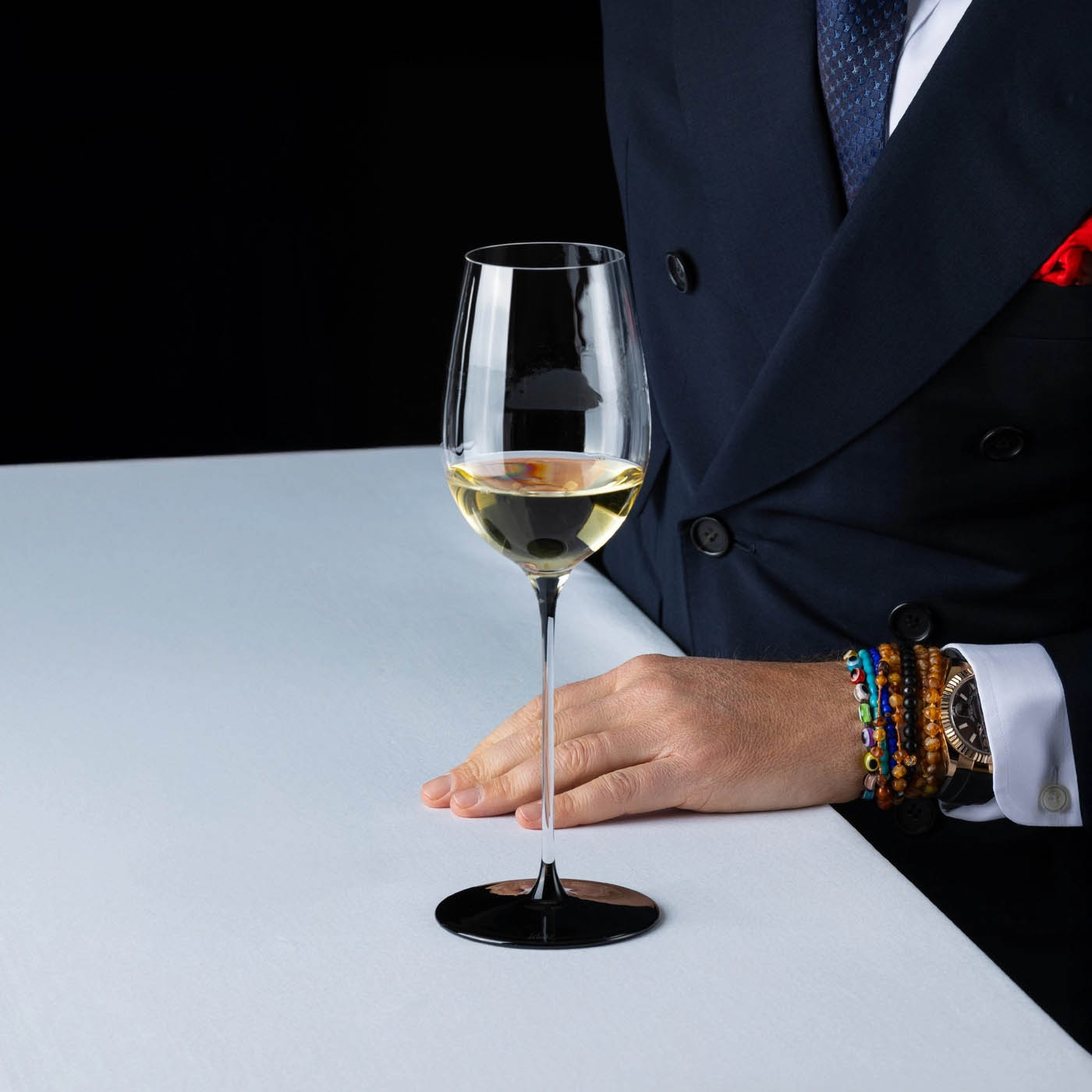 RIEDEL FATTO A MANO BLACK TIE Tasting Set with 4 varietal-specific glasses