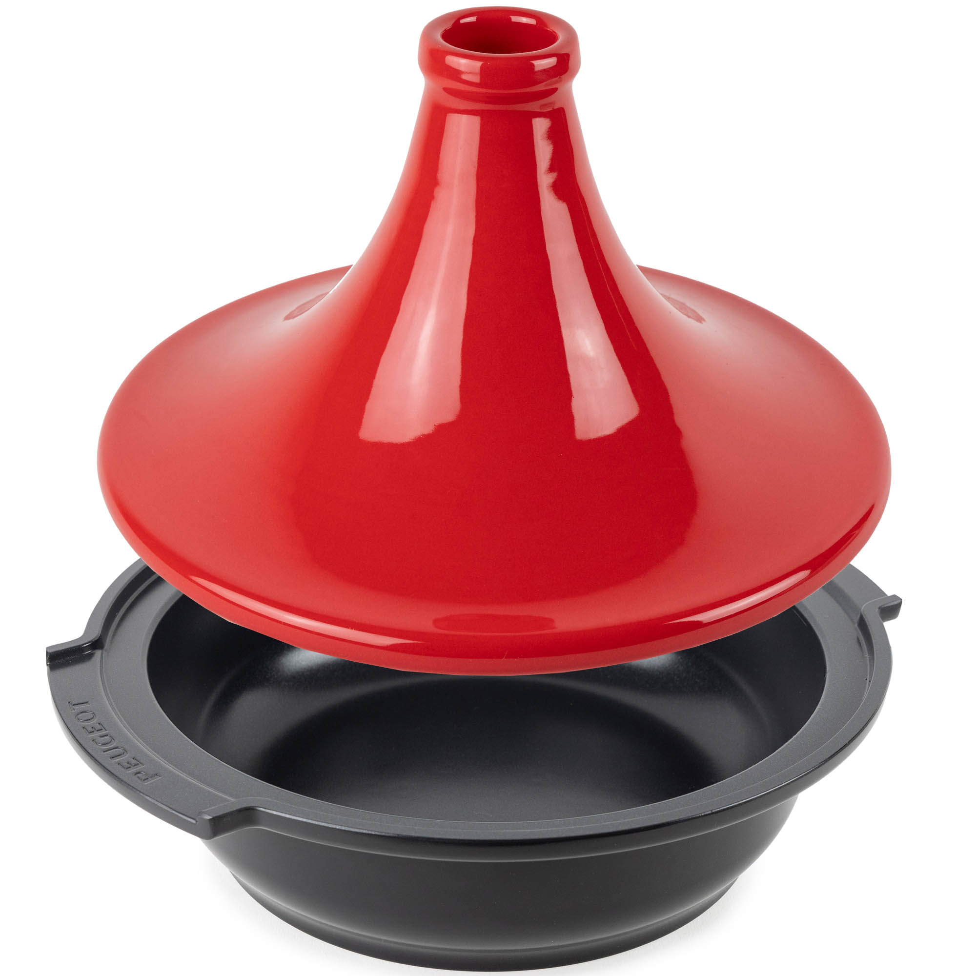 PEUGEOT Tagine Tajine ATLAS 30 cm Gusseisen mit Keramikdeckel rot
