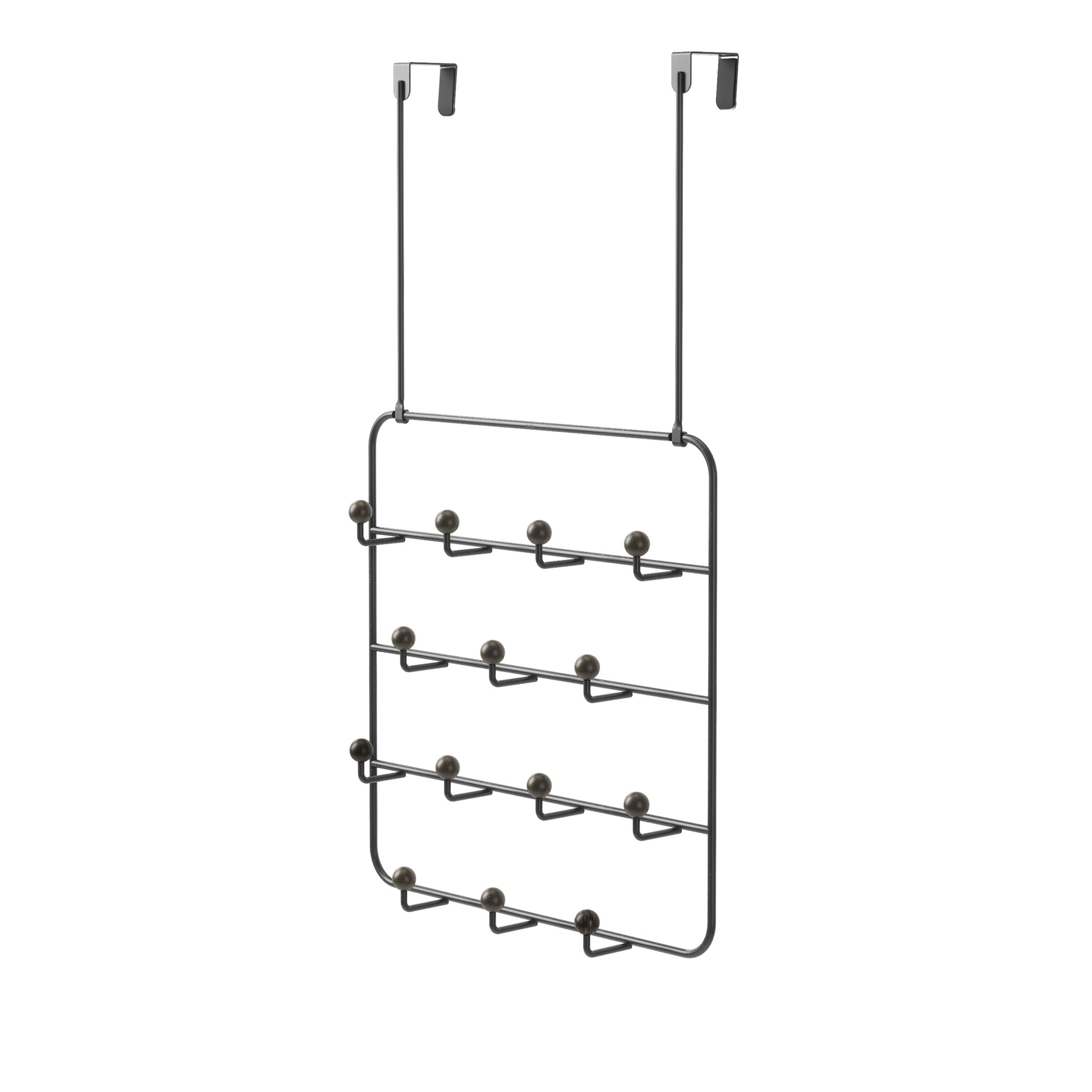 UMBRA Wandgarderobe Türgarderobe ESTIQUE mit 14 Haken schwarz /walnussbraun
