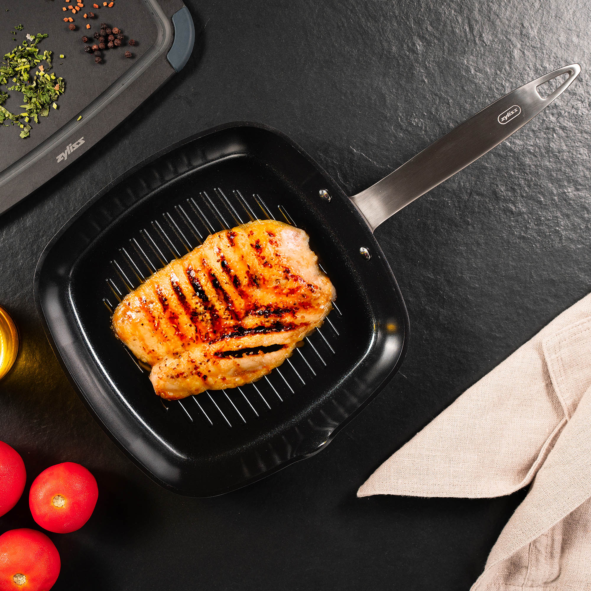 ZYLISS Grillpfanne ULTIMATE PRO eckig 26 x 26 cm Keramikbeschichtung PFAS-frei