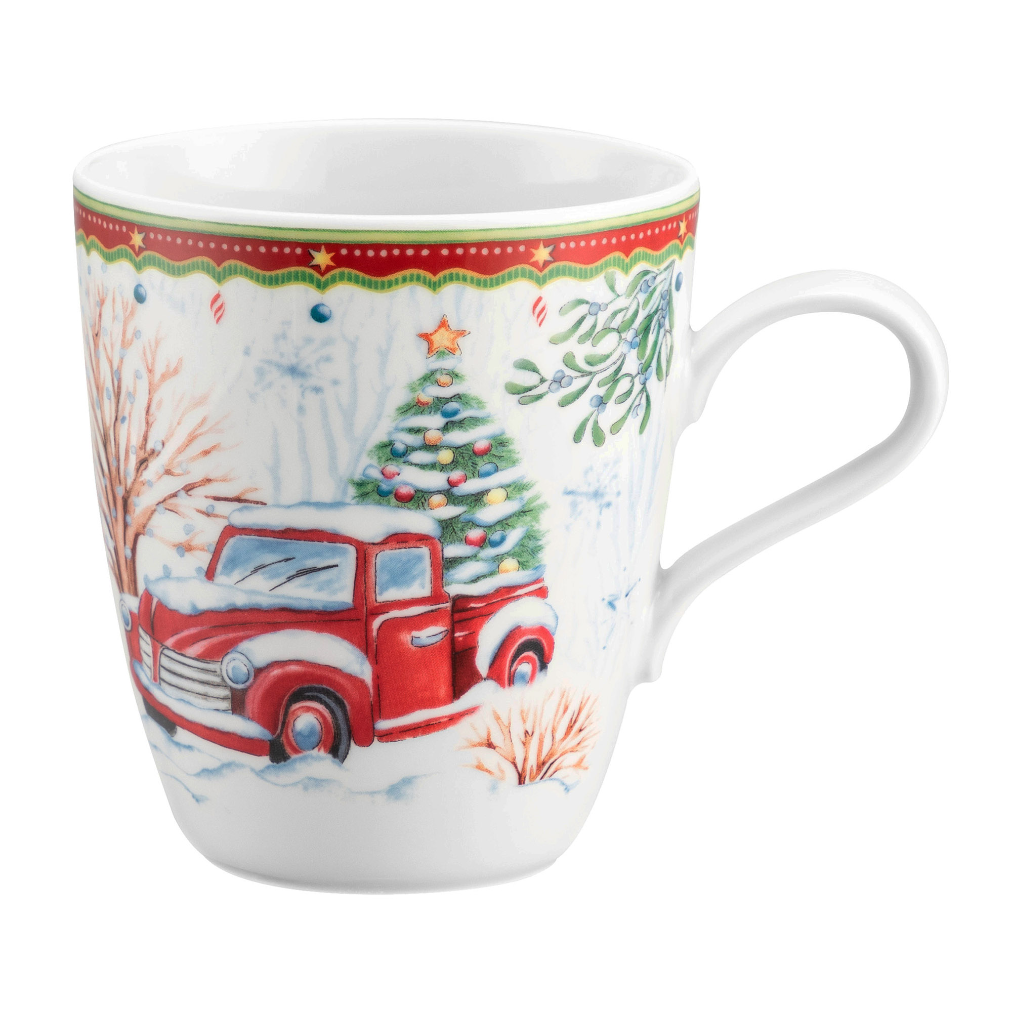 Seltmann Weiden WEIHNACHTSBECHER 65296 Becher mit Henkel 0,4 Liter Weihnachtsauto