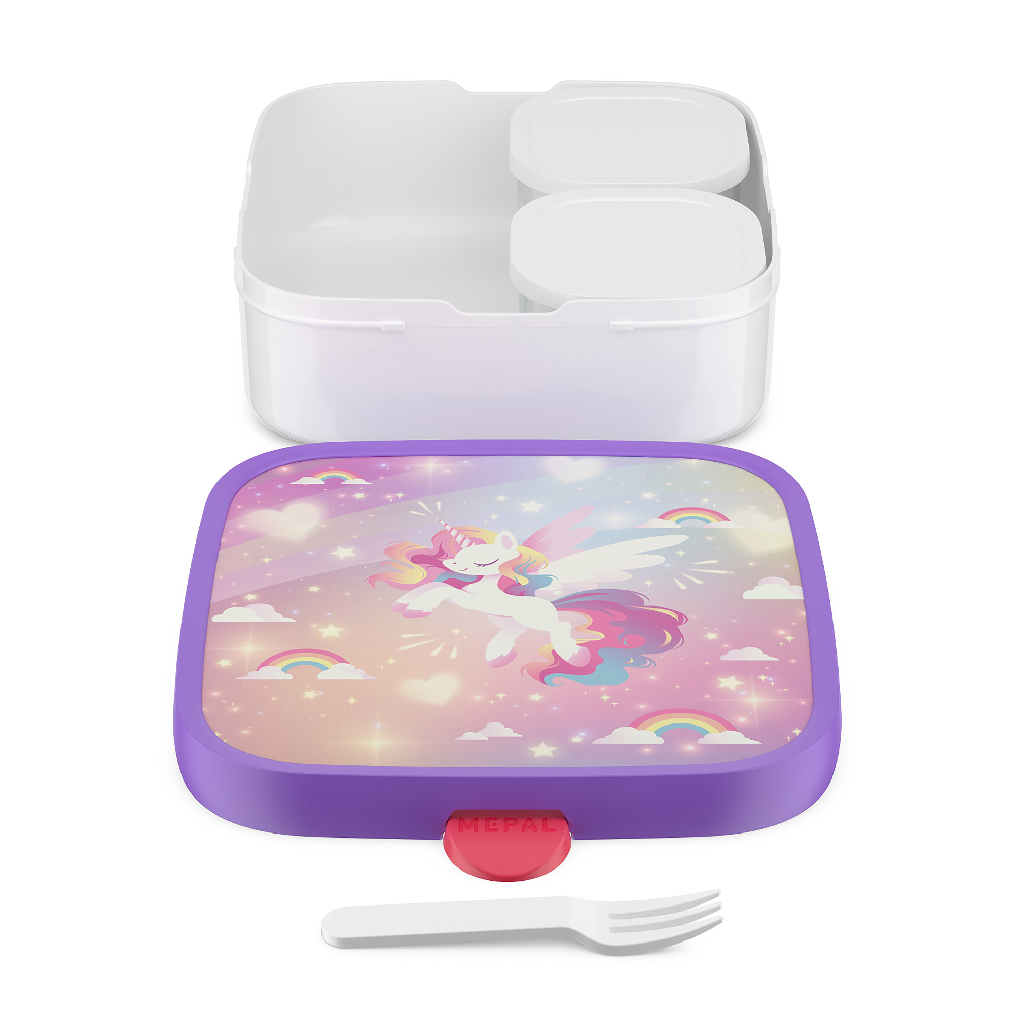 MEPAL Brotdose CAMPUS groß mit 2 Bento-Einsätzen 1,3 Liter Motiv Unicorn Glow