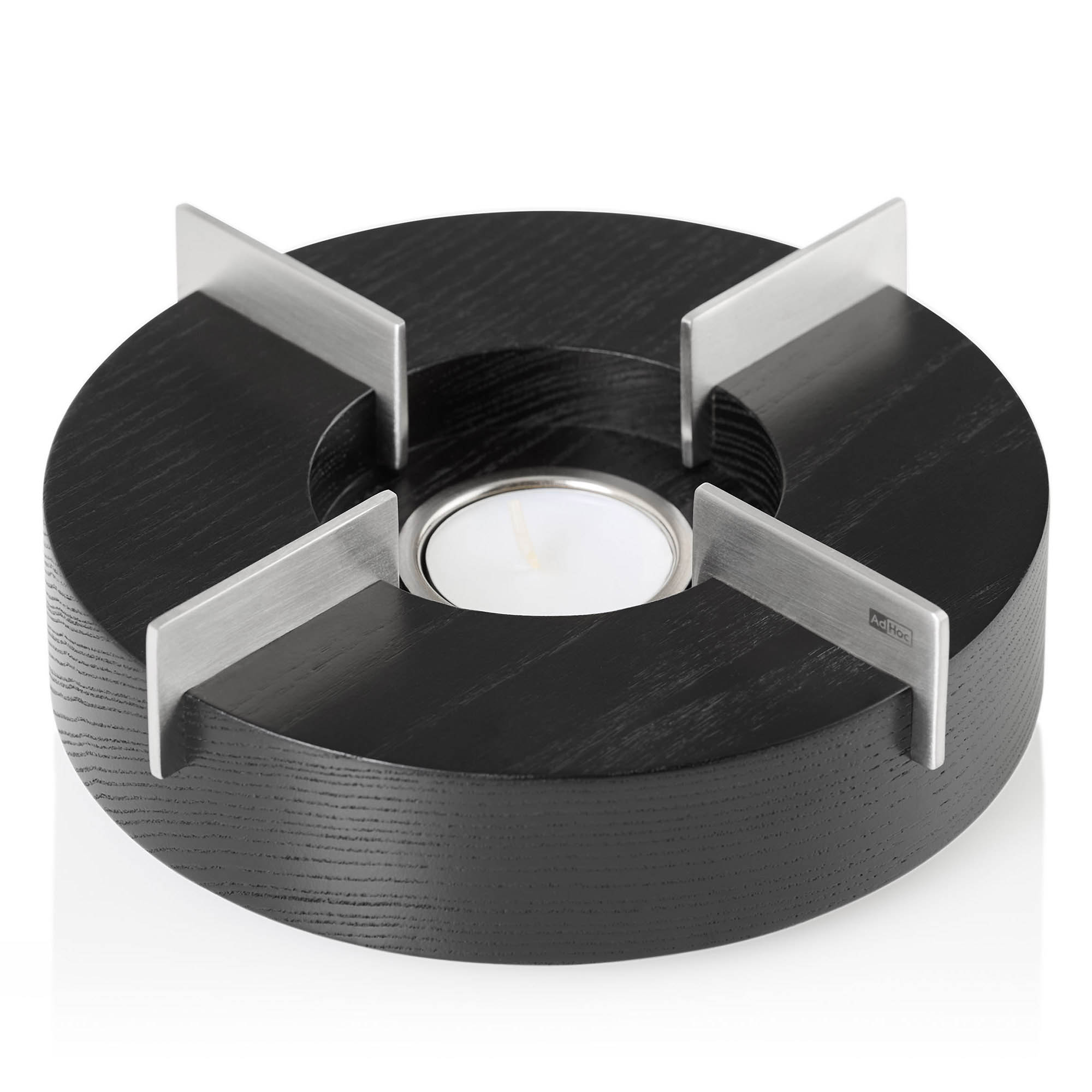 AdHoc Stövchen und Speisenwärmer TUTO 16 cm Eschenholz schwarz und Edelstahl