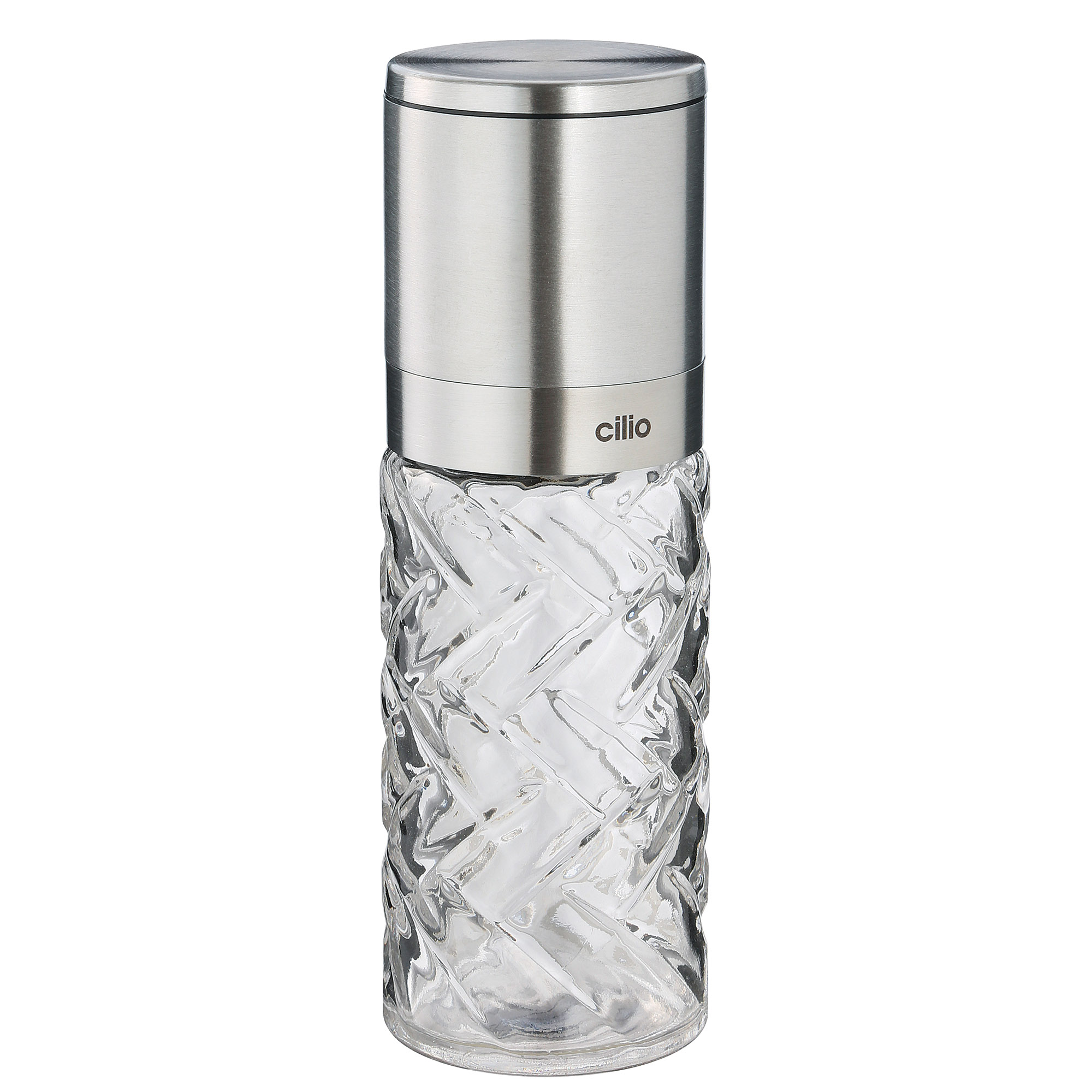 CILIO Salzmühle / Pfeffermühle CRISTALLO 16 cm Glas / Edelstahl