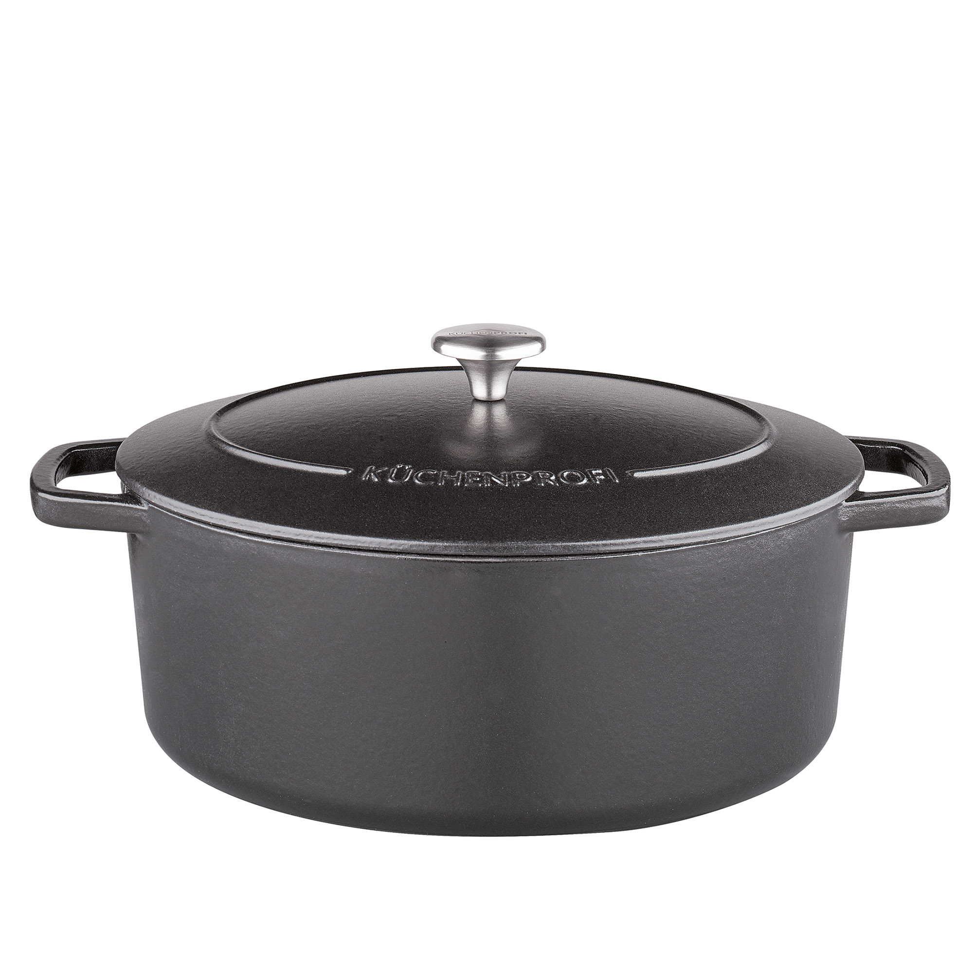 KÜCHENPROFI Bratentopf Bräter BRETAGNE oval 33 x 26 cm 7 Liter Gusseisen schwarz